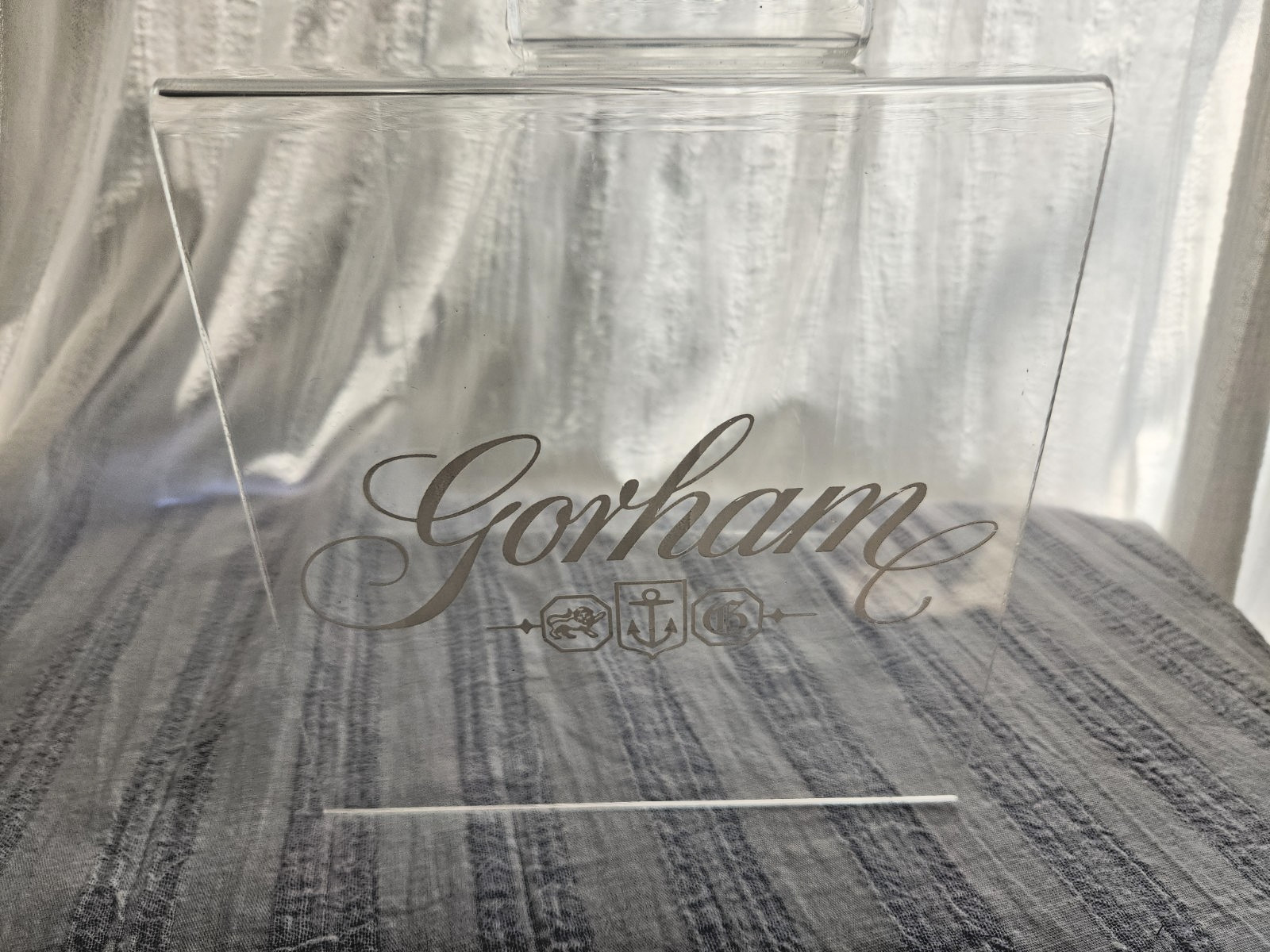 GORHAM clear acrylic advertising store display X 2