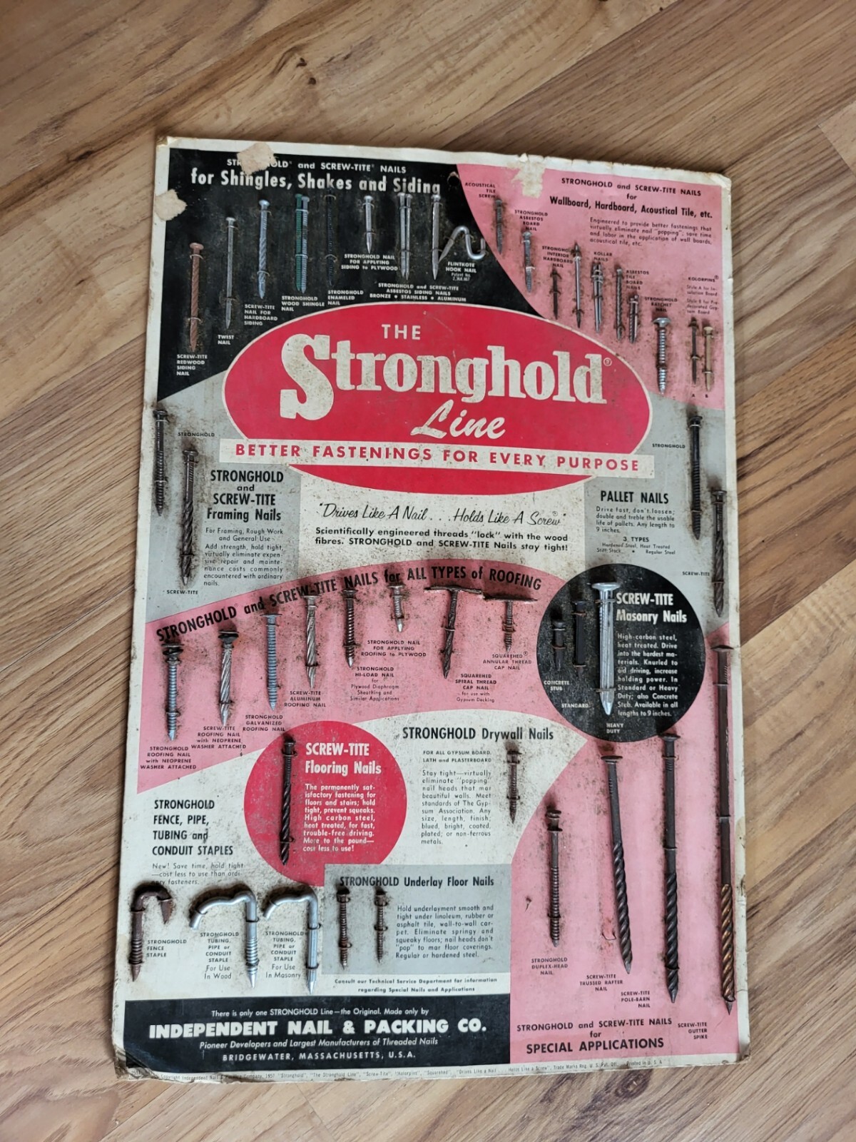 Vintage 1957 Stonghold Line Screws & Nails Display Salesman Sample