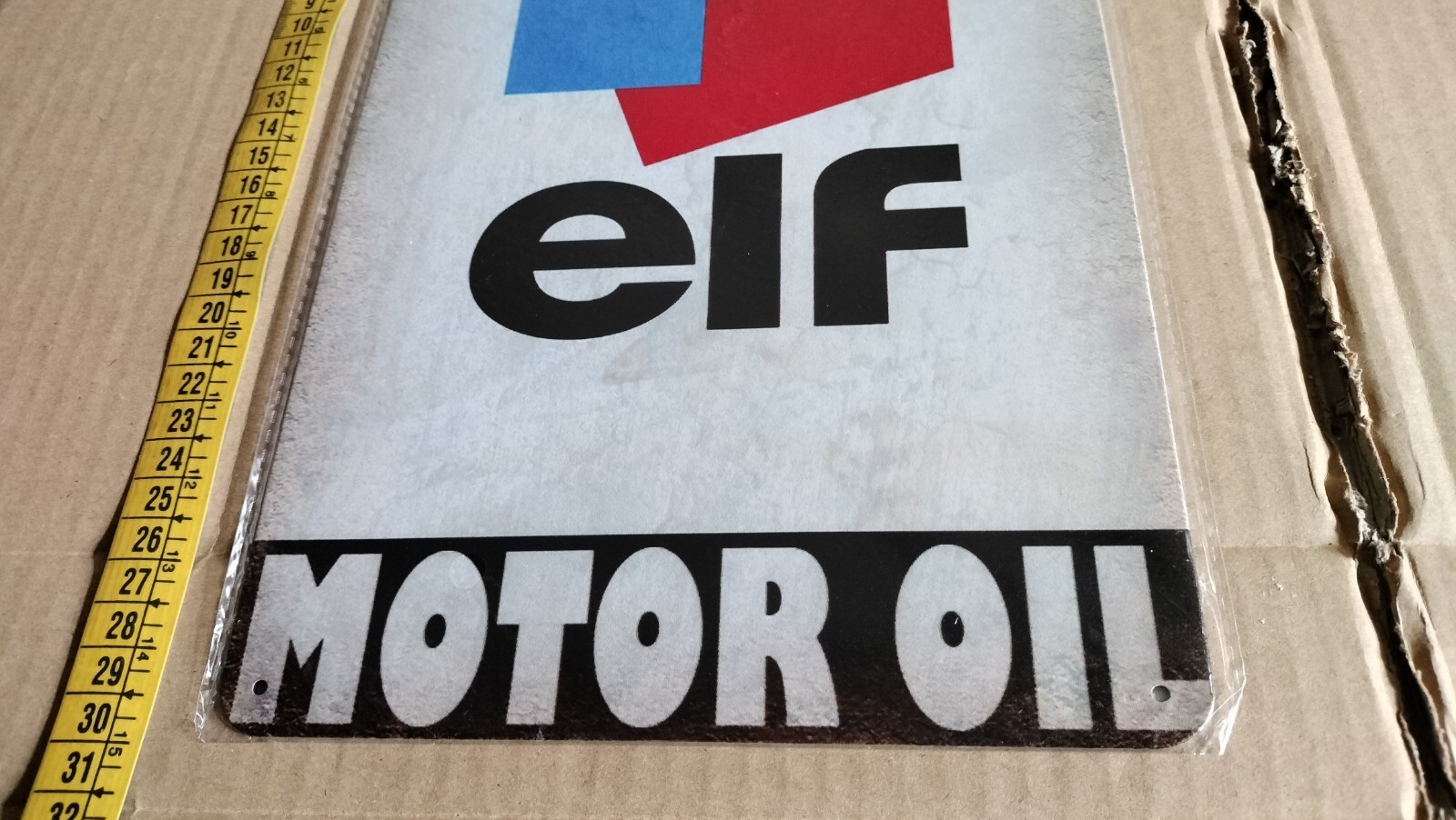 Elf Motor Oil Brand Collectible Metal Advertising Sign Table