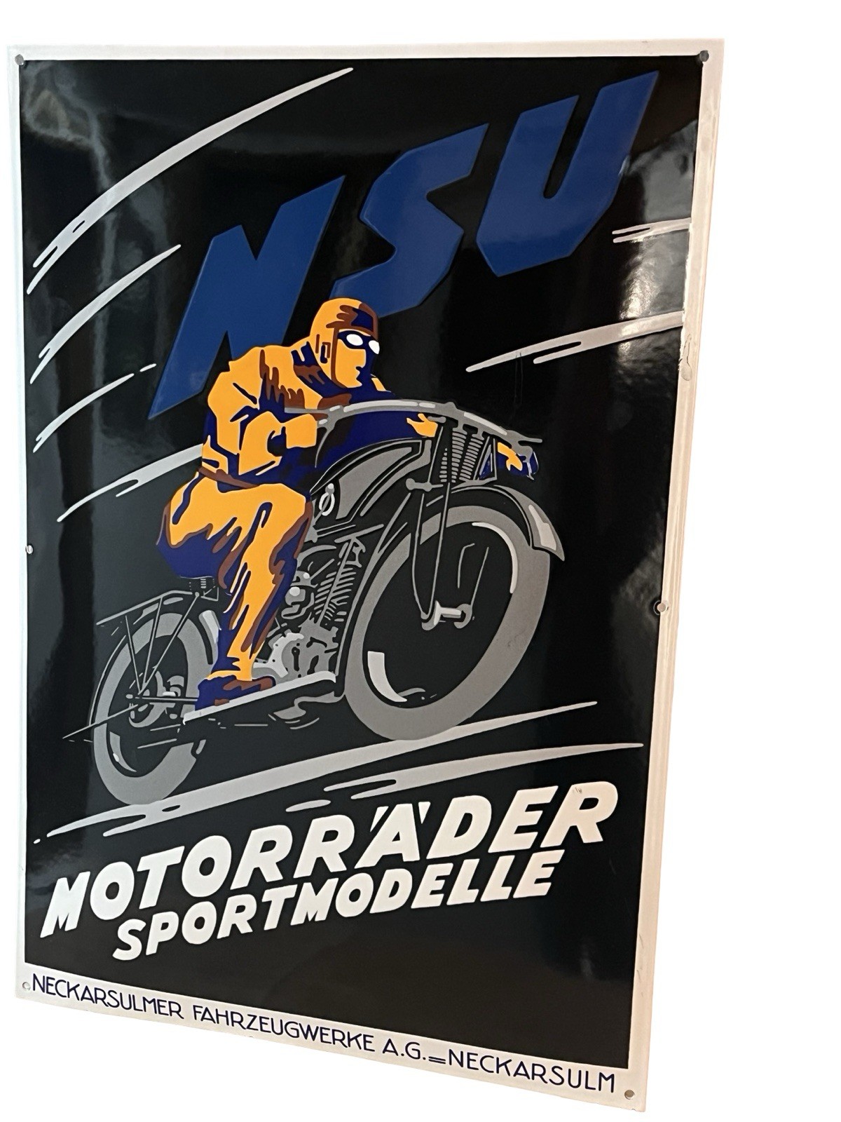 NSU Enamel Sign Sport Models Representation Portraits People