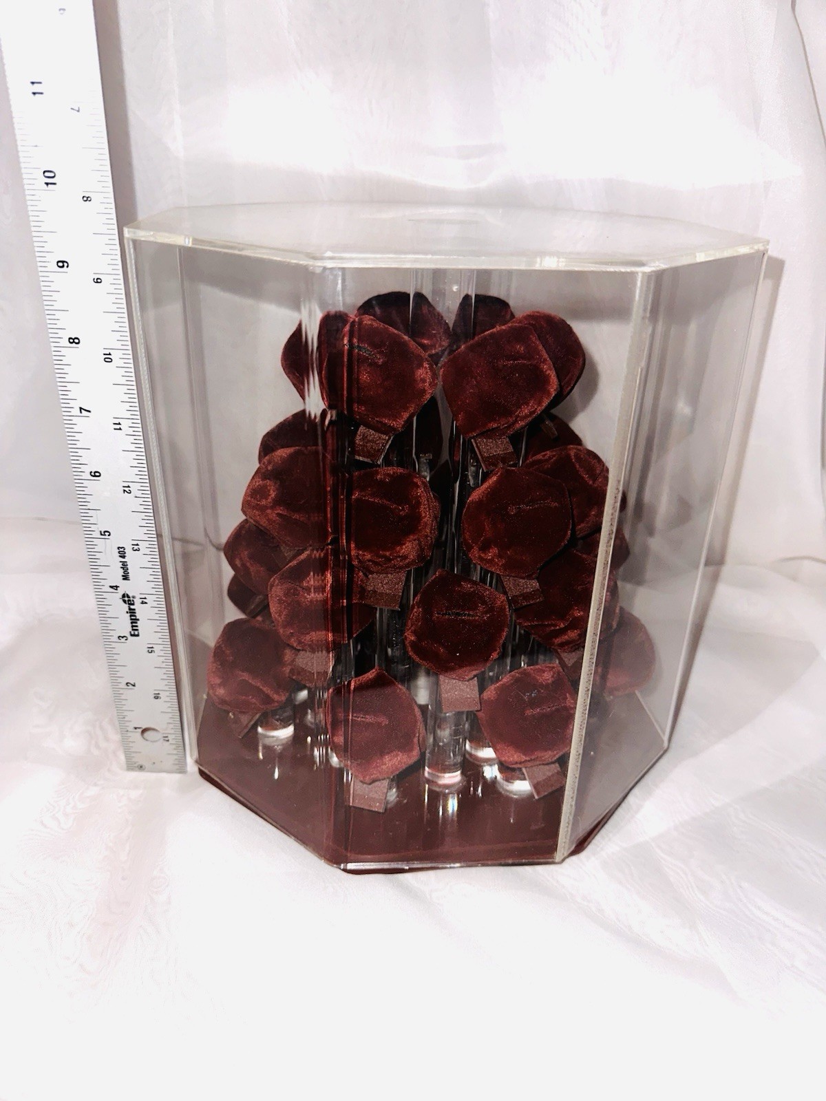 Beautiful Velvet Lined Vintage Retail Spinning Ring POP Display Holds 30 Rings