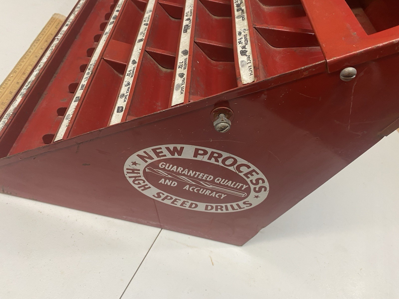 USED METAL COUNTER DISPLAY FOR DRILLS DRILL BITS – NEW PROCESS HIGH SPEED DRILLS