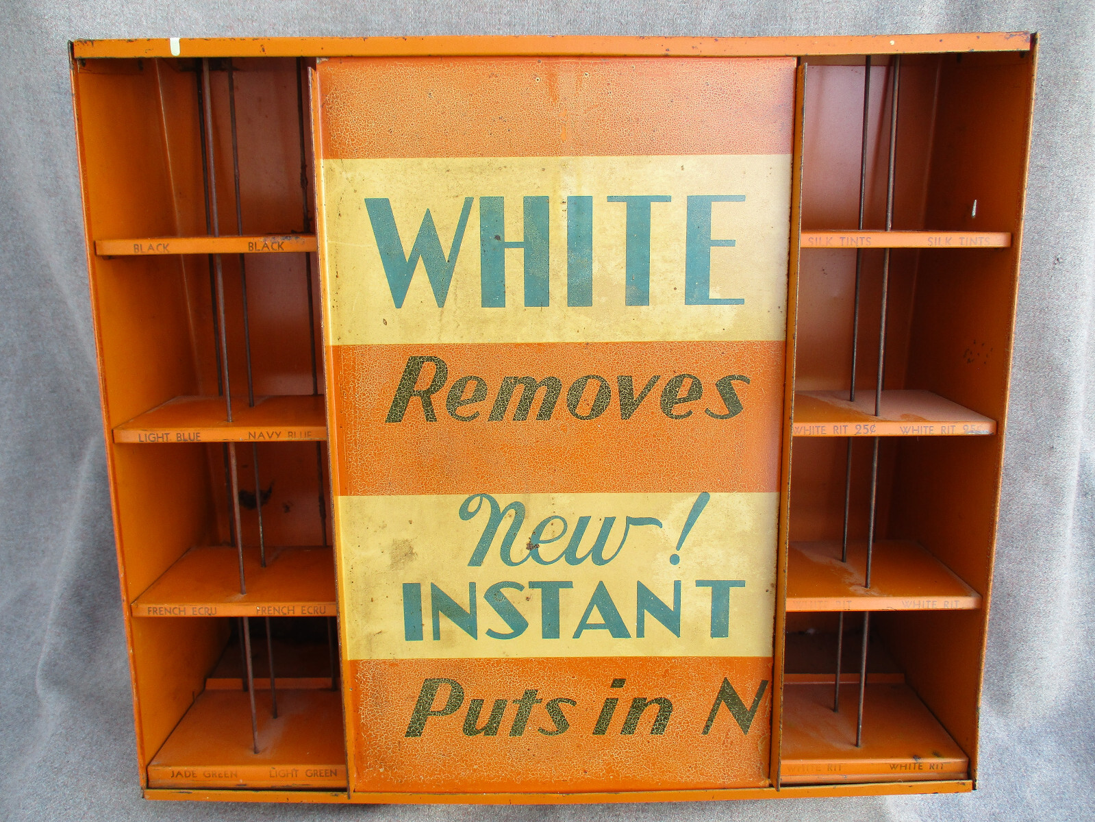 VINTAGE ANTIQUE TIN LITHO RIT DYE STORE COUNTERTOP DISPLAY CABINET