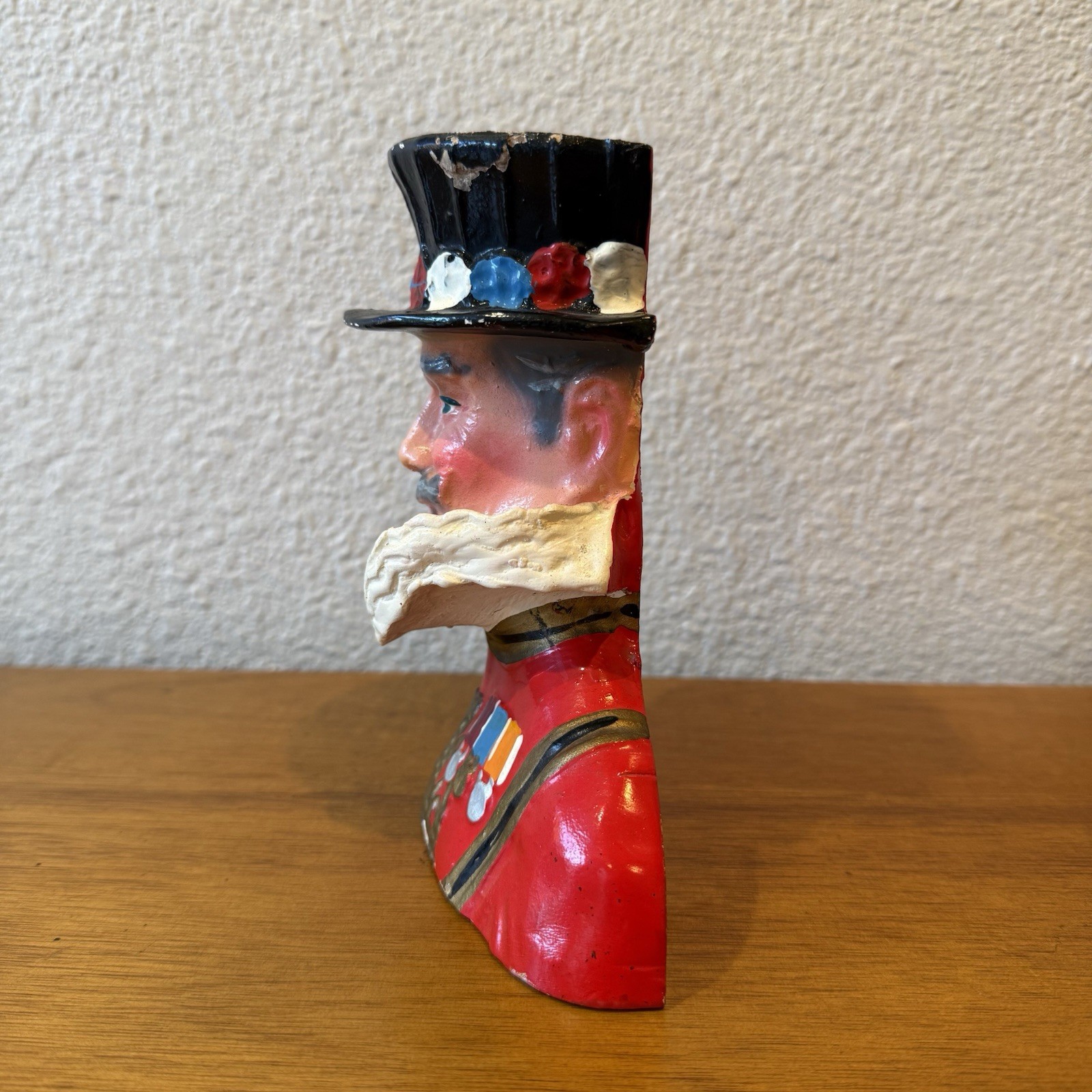 Vintage Beefeaters Gin Bust Torso Advertisement Hand Painted Plaster 6”