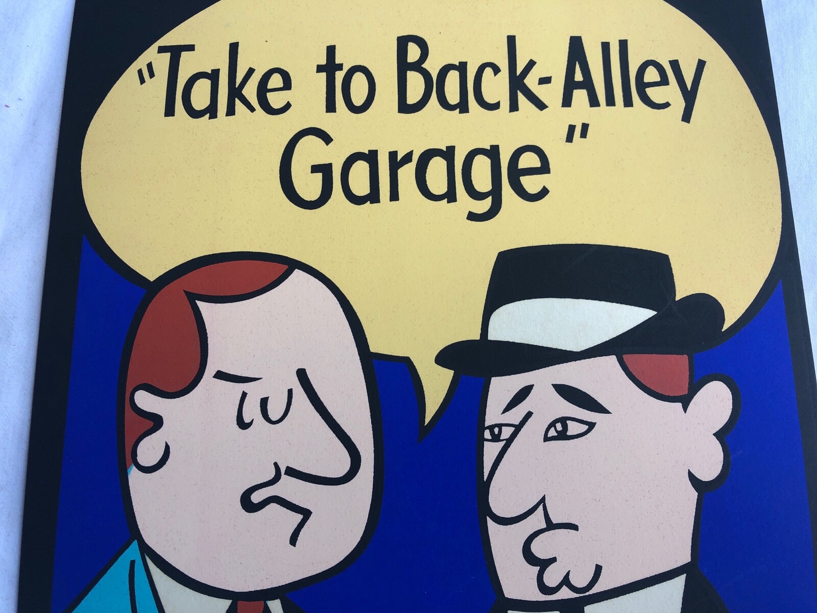Vintage STORE SIGN Cardboard MEN Take to Back-Alley Garage Mid Century MCM #52