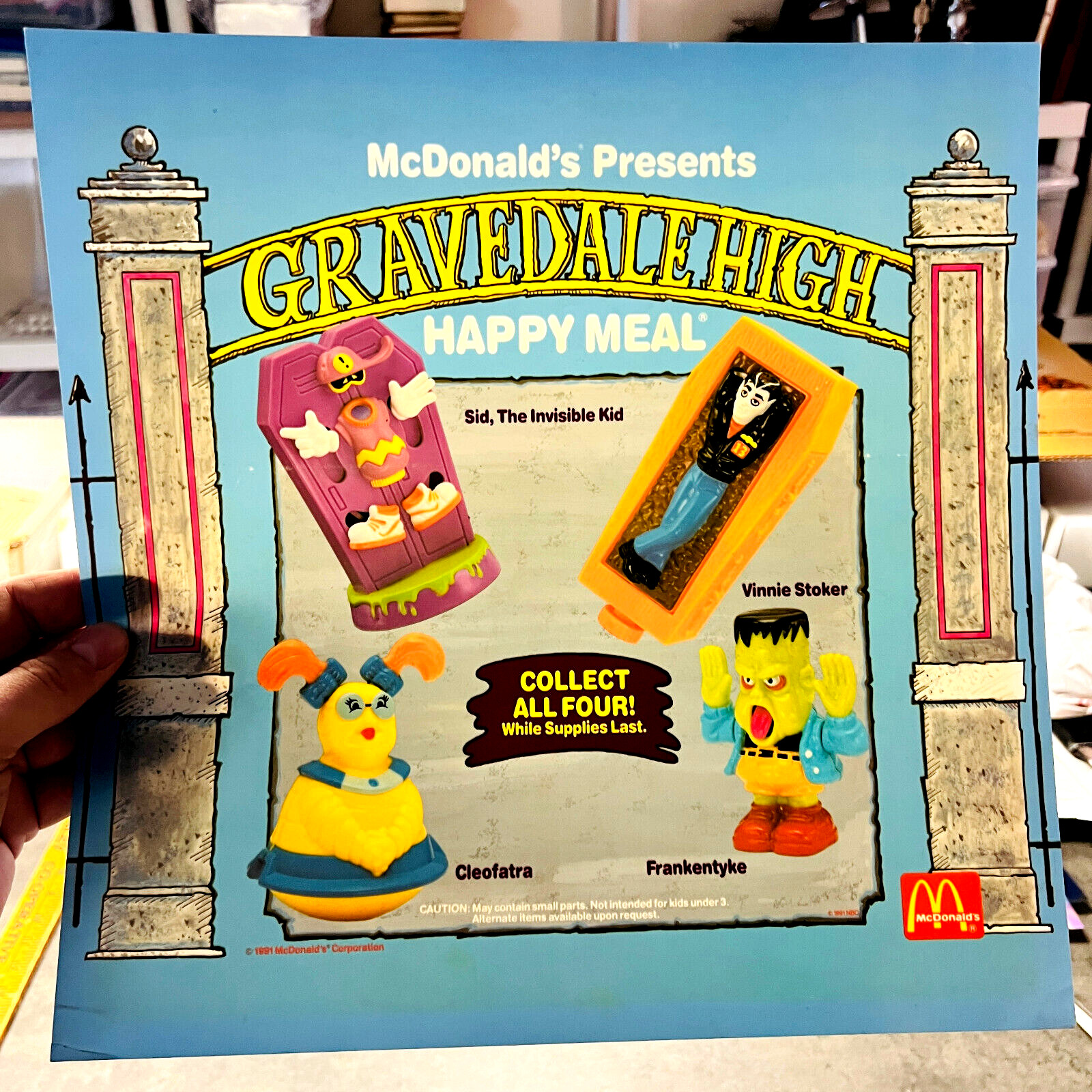og 1991 Halloween Gravedale High 14″ McDonald Display Advertising Translite Sign