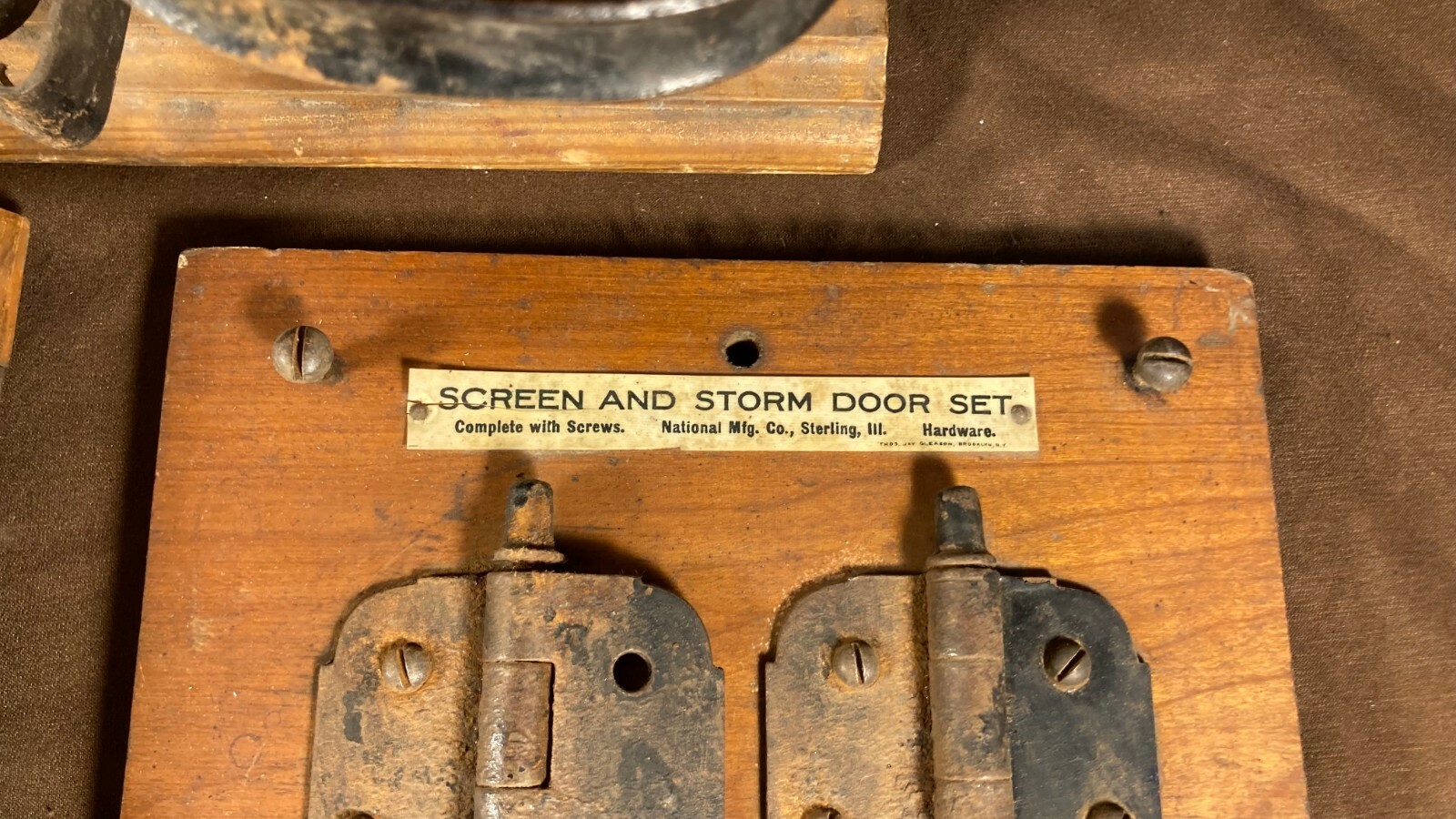 Antique General Hardware Store Display Door Barn Handle Hinge Sampler Retail