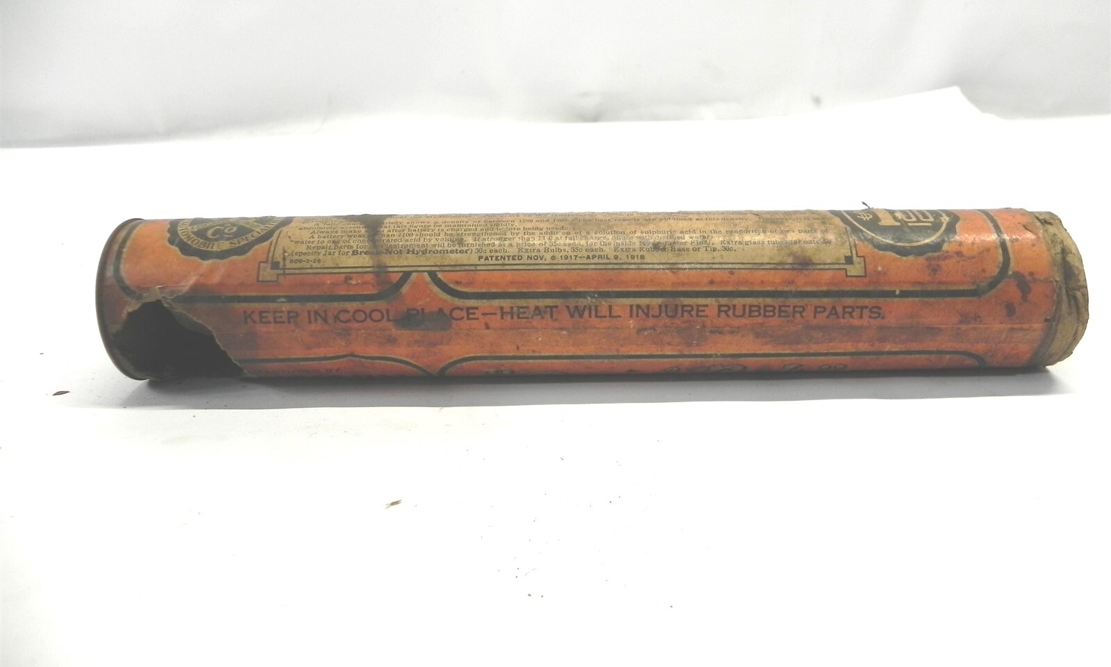 ANTIQUE 1917 “BREAK-NOT” BATTERY TESTER DISPLAY BOX W/CONTENT *FOR DISPLAY* USED