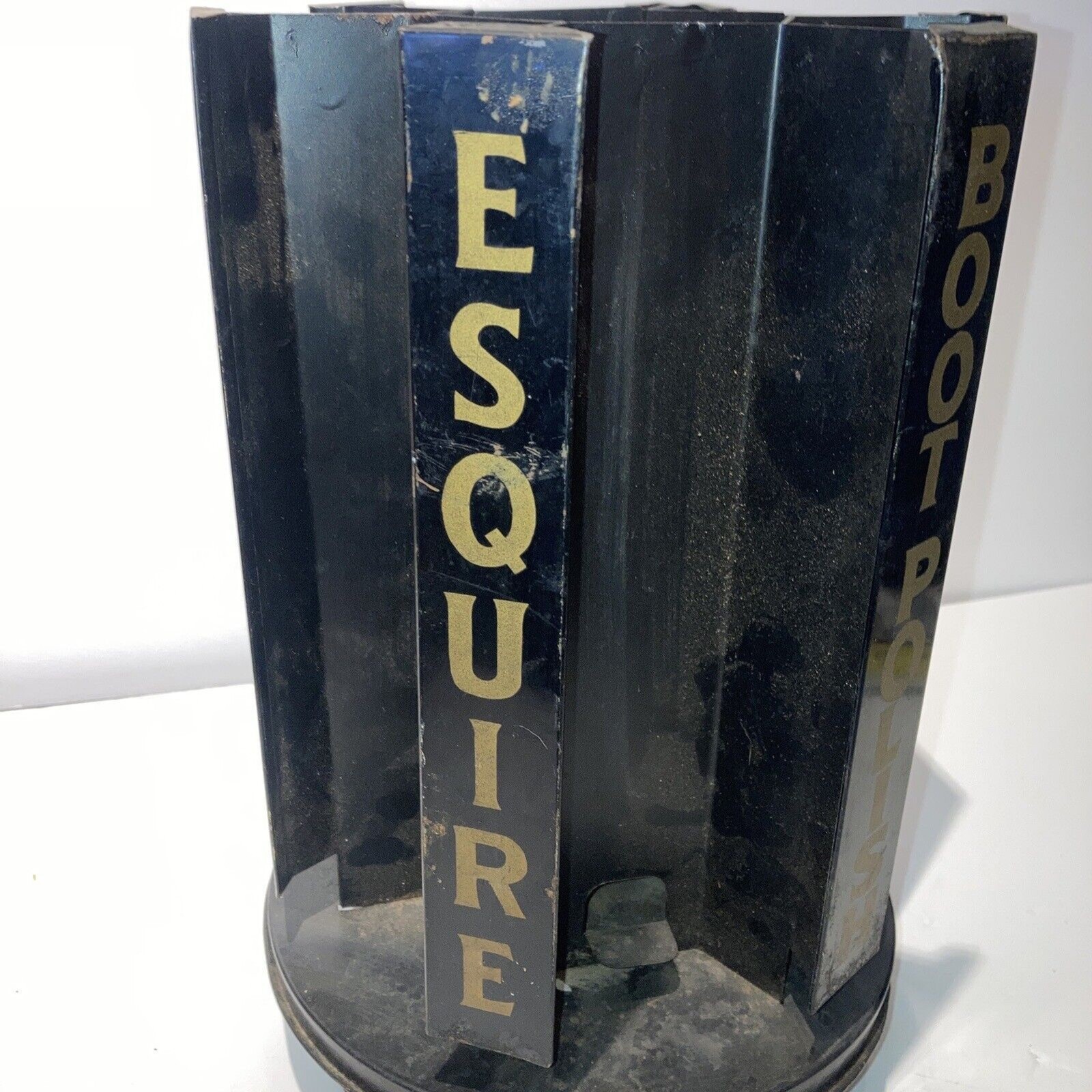 Vtg Esquire Boot Polish Metal Store Counter Display Spinning Rack Advertising