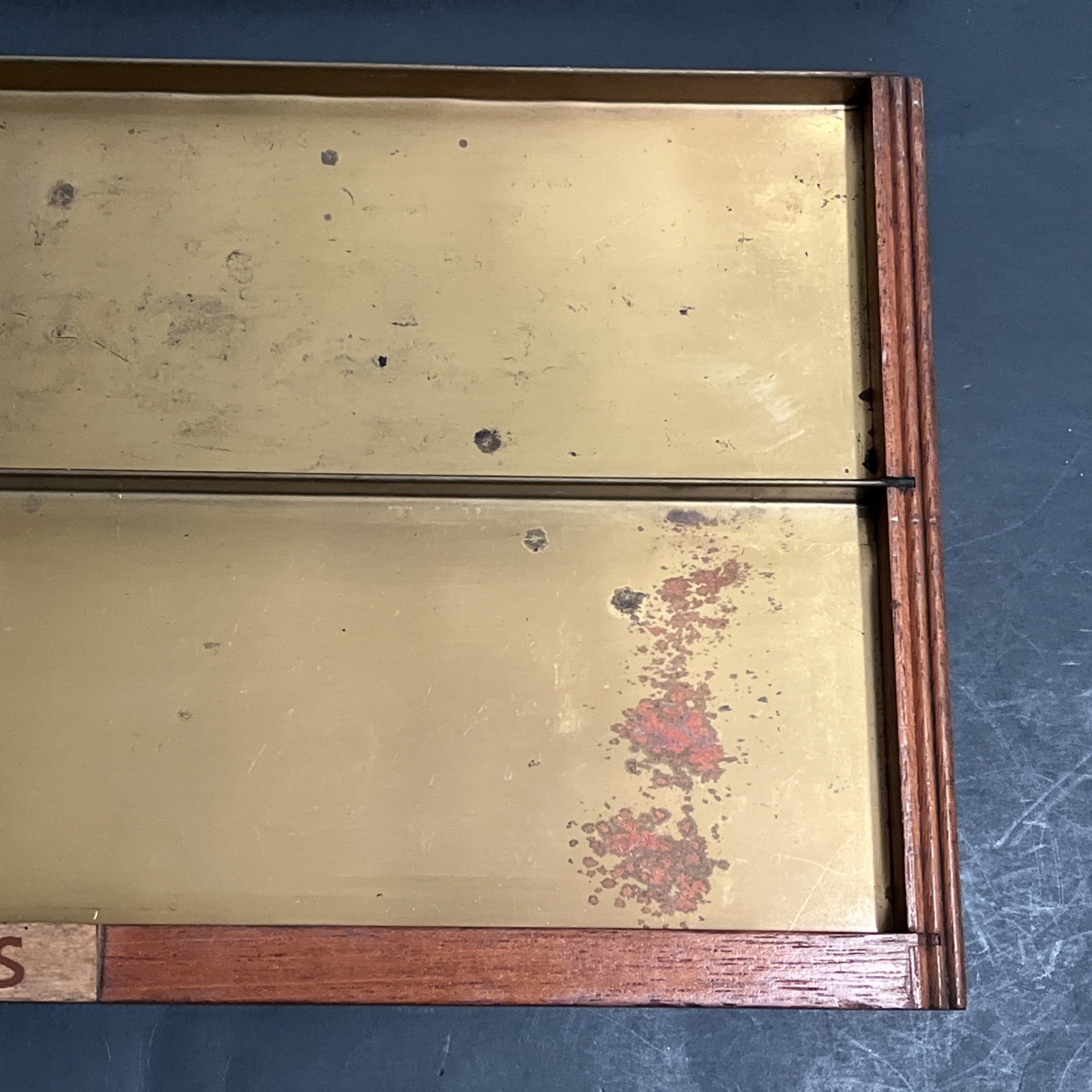 Vintage Sheafer’s Display Trays lot of 2 Wood Metal, as is, rough shape