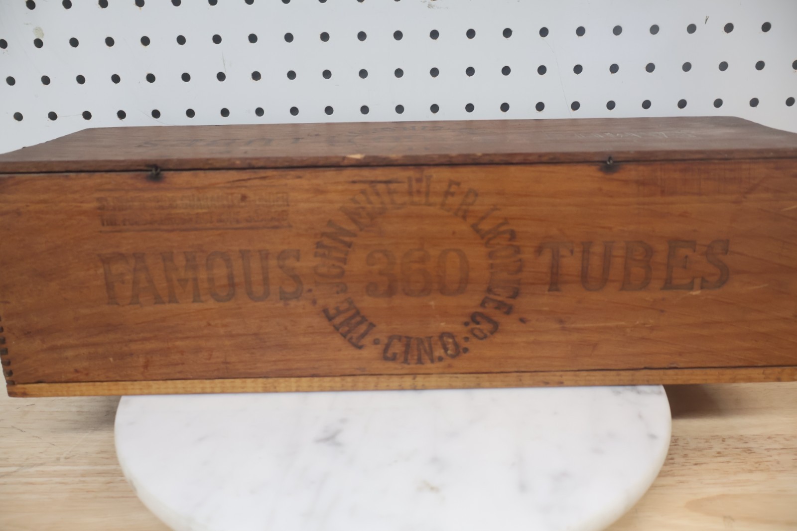 Antique Original John Mueller Licorice 17″ Long Wooden Advertising Candy Crate