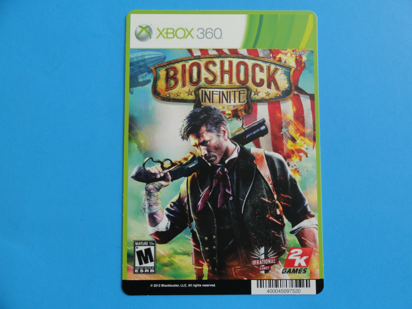 XBOX 360 BIOSHOCK INFINITE BLOCKBUSTER VIDEO BACKER CARD 5″X8″ NO GAME
