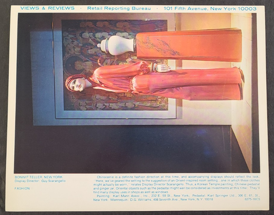 1975 BONWIT TELLER, NY WINDOW DISPLAY PHOTO PRINT CHINOISERIE