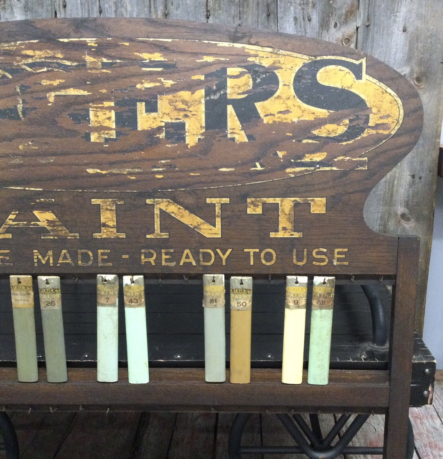 Early 1900’s ROGERS PAINT General Store Paint Samples Display Advertising Sign