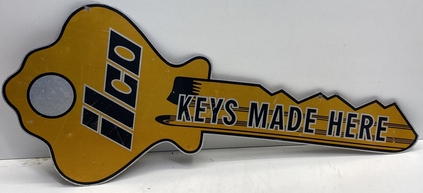 2-SIDE ILCO KEYS MADE HERE Hardware Store Display Advertising Figural Trade Sign