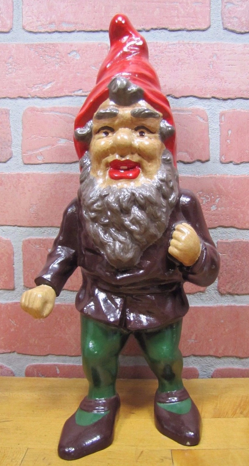 DICK BROS READING PA GNOME Original 1930s Cast Iron Doorstop Fabulous Art Statue