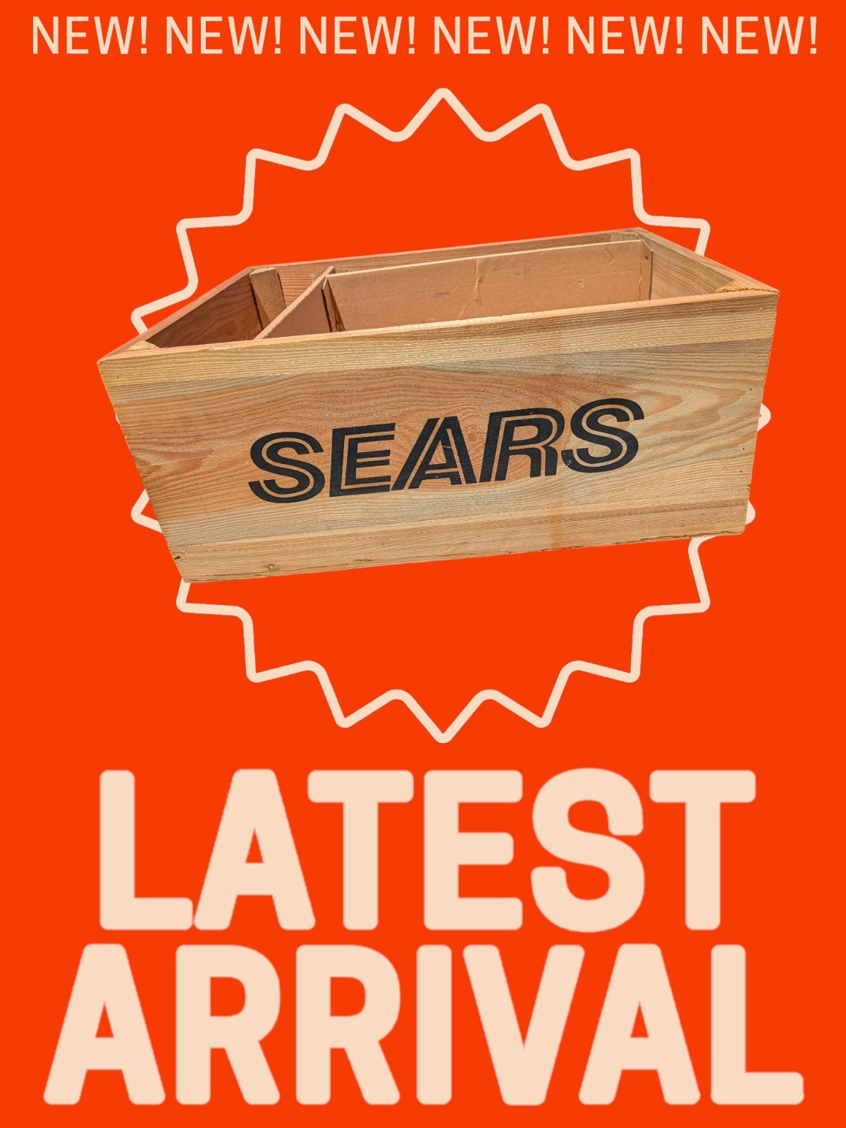 Rare SEARS Wooden Box Crate Store Display 24” X 16” X 10.5”