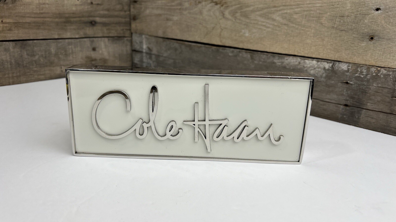 Original Cole Haan Metal & Plastic Department Store Display Sign Silver 🩶