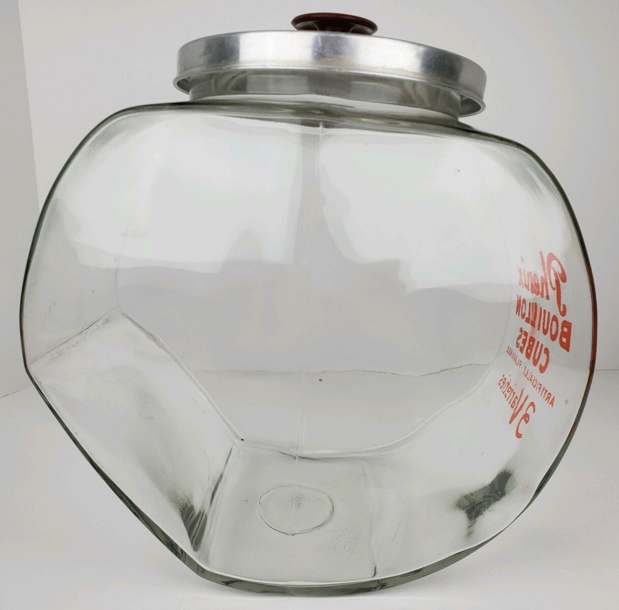 Vintage Phenix Bouillon Cubes Glass Jar General Store Counter Top Display w/ Lid