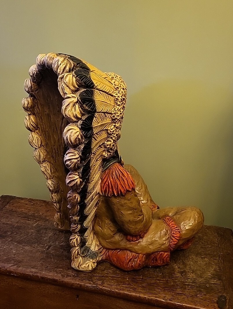 LARGE 1973 Cigar Store Native American Statue Chalkware Plaster Vaughn Kendrick