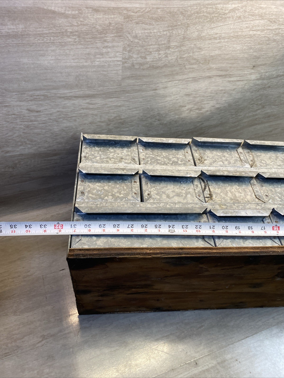 VTG General Store Galvanized Tin Metal PARTS CABINET 17 DRAWER Industrial PATINA