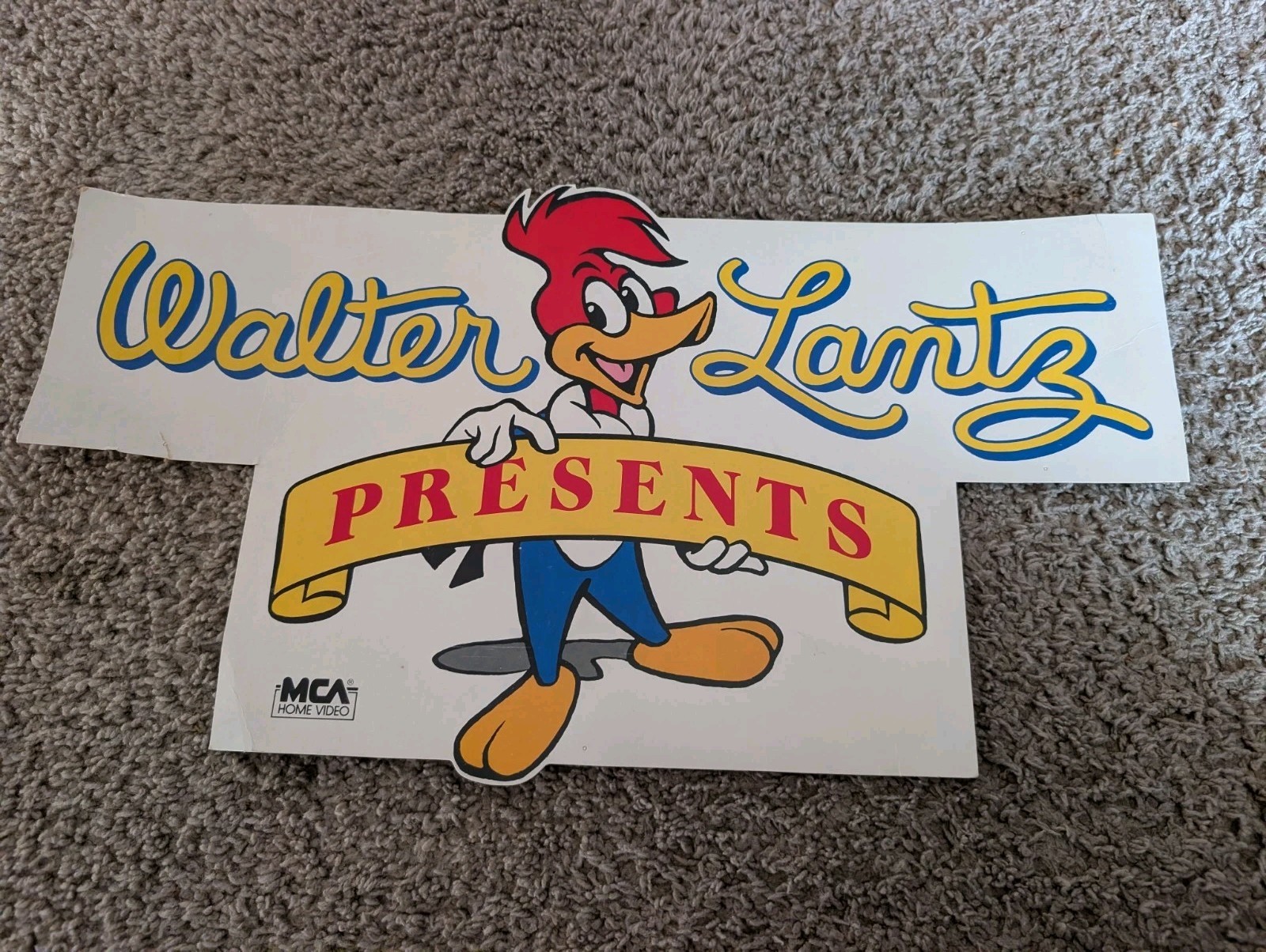 Vintage Woody Woodpecker MCA Home Video Movie Ad Double-Sided Store Display