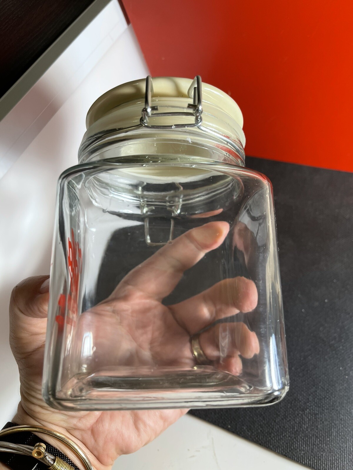 TALA Est 1899 Taylor Law Store Counter Glass Lidded Canister Jar Display
