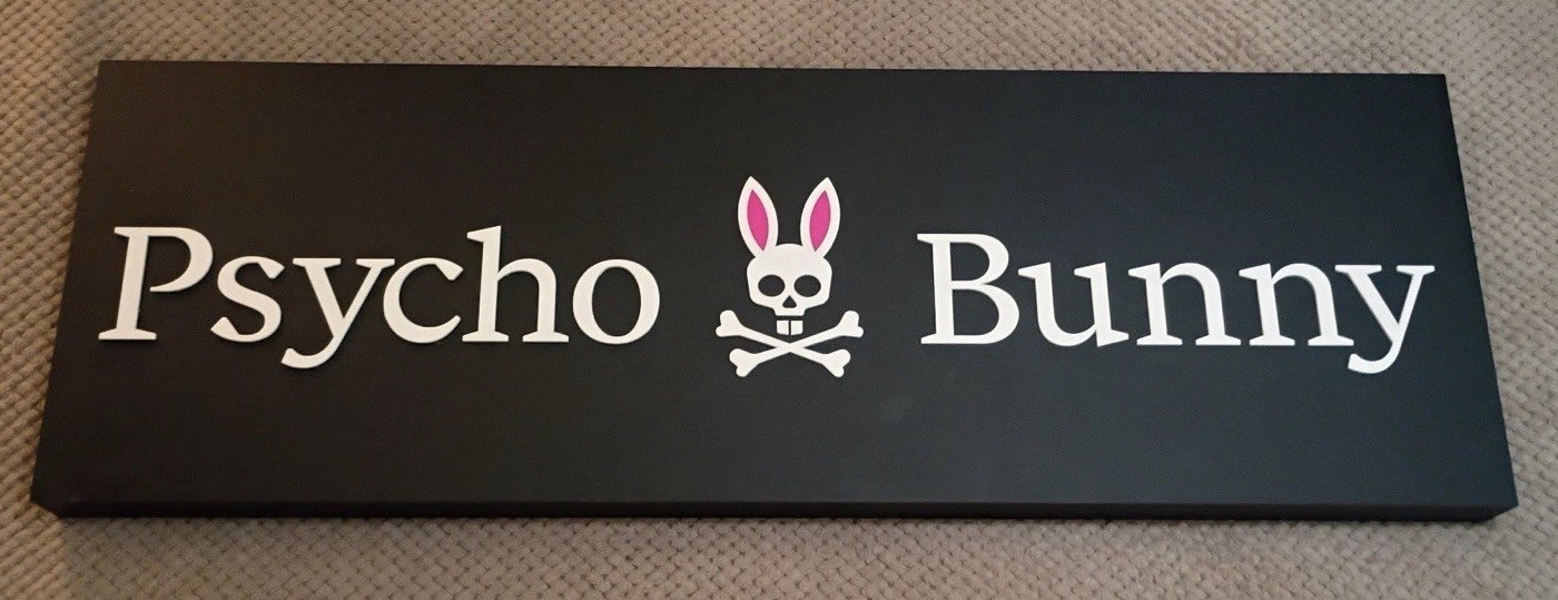 Psycho Bunny Store Display Sign 3D Raised Lettering Retail Luxury Boutique Large