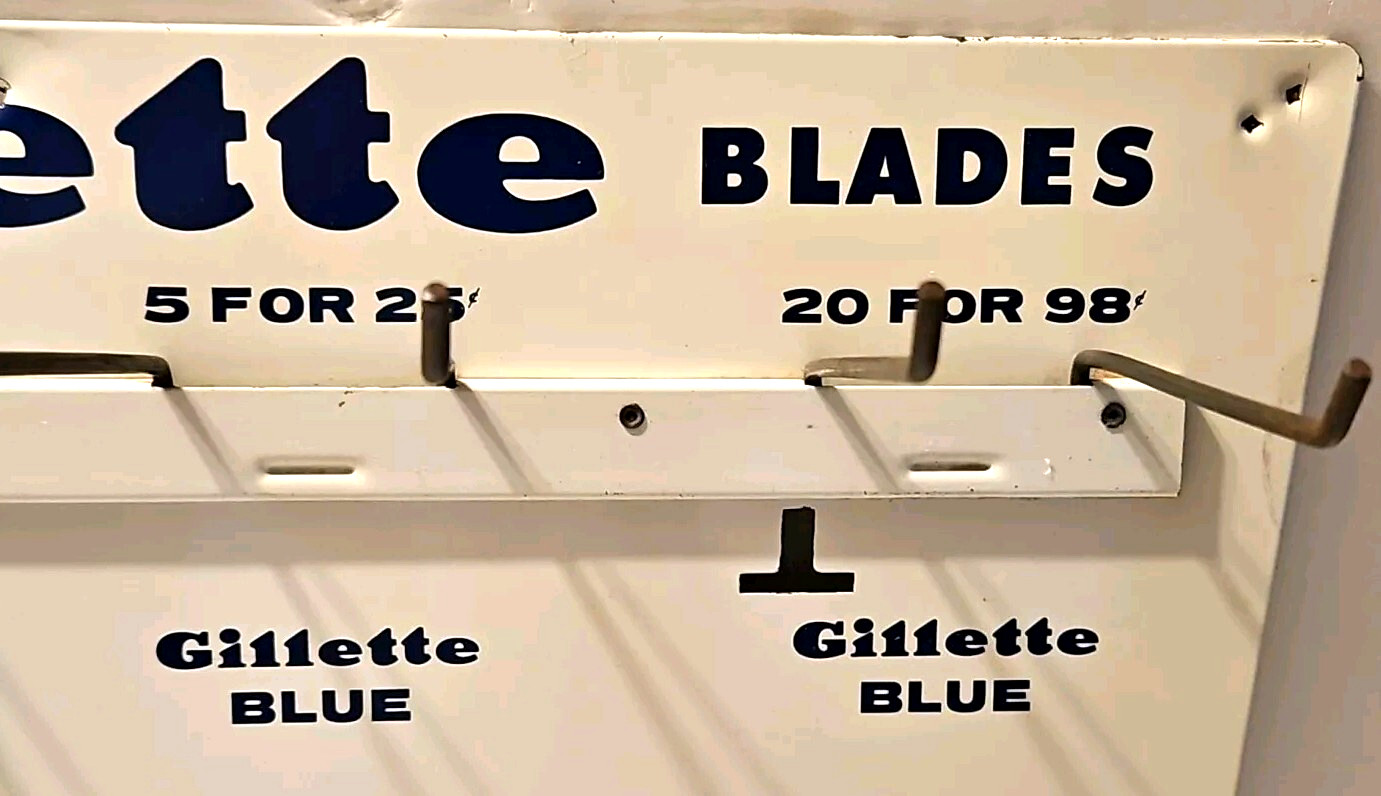 Vtg Collectible Razor Blades 2-Sided Metal Store Sign Display Rack Advertising