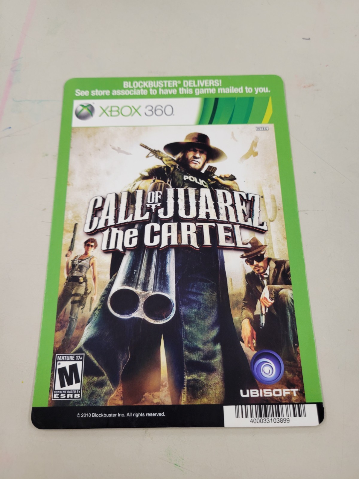 Call Of Juarez The Cartel- XBOX 360 BLOCKBUSTER VIDEO BACKER CARD -NO GAME