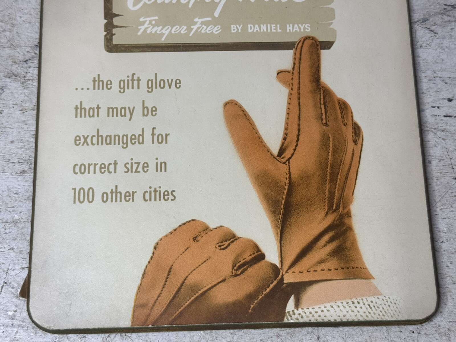 VTG Daniel Hays Gloves Sign Point Of Sale Department Store Display Advertising