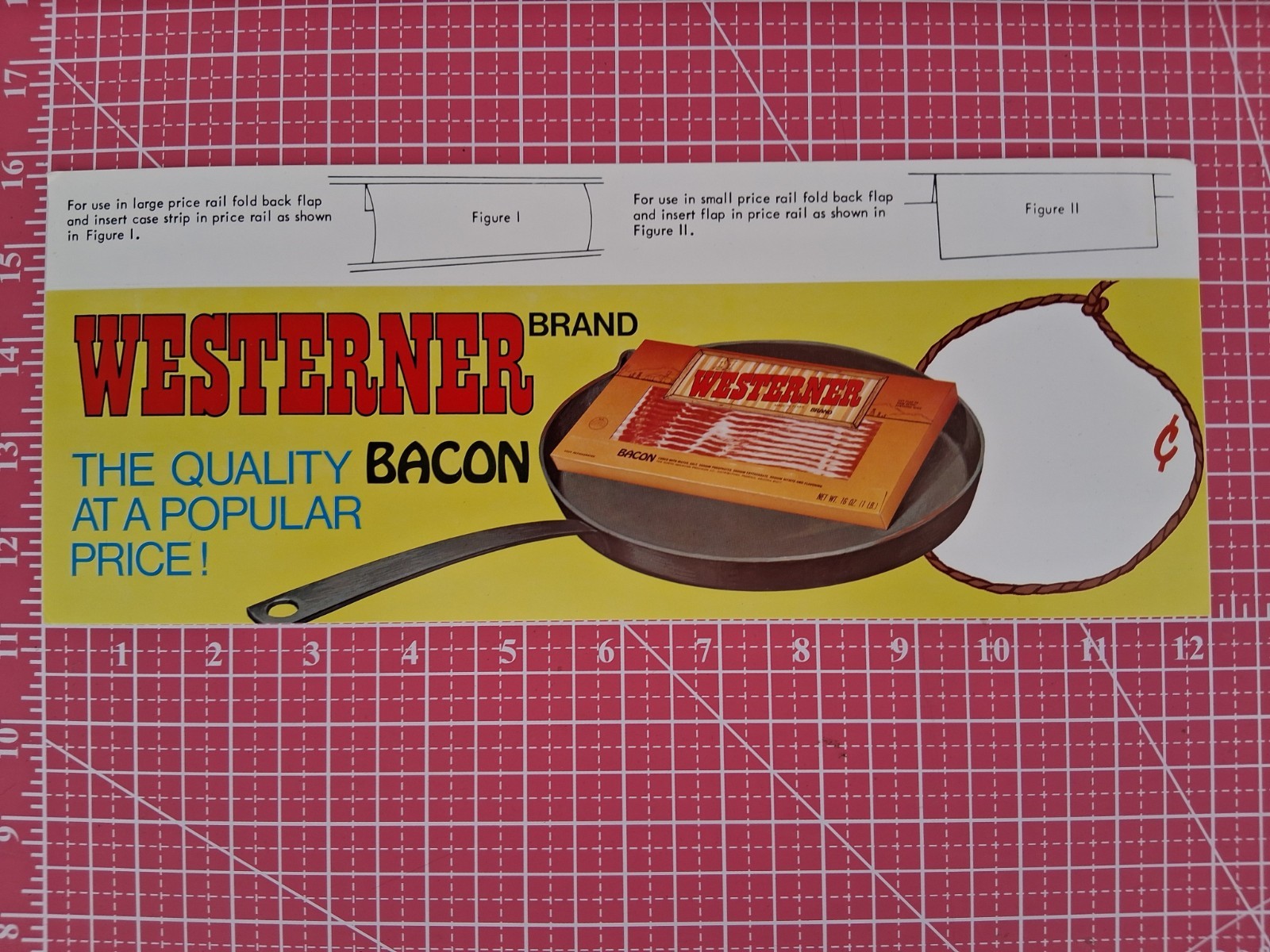 RARE VINTAGE 1970’s Armour’s Star WESTERN BACON Cardboard Litho Advertising Sign