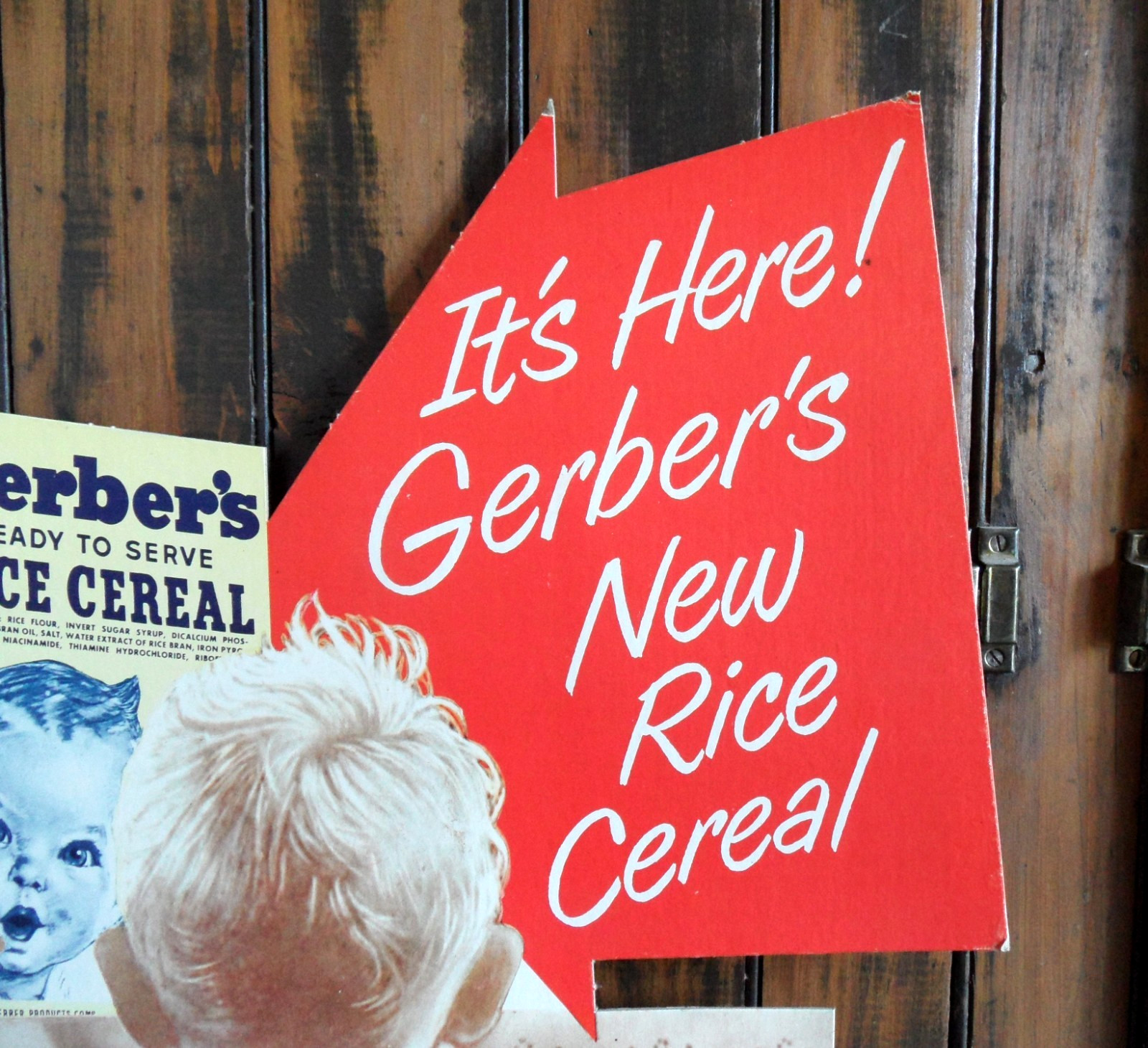orig. 1950s-60s GERBER’S Baby Food *BABY’S BOTTOM* Easel-Back Sign/Store Display