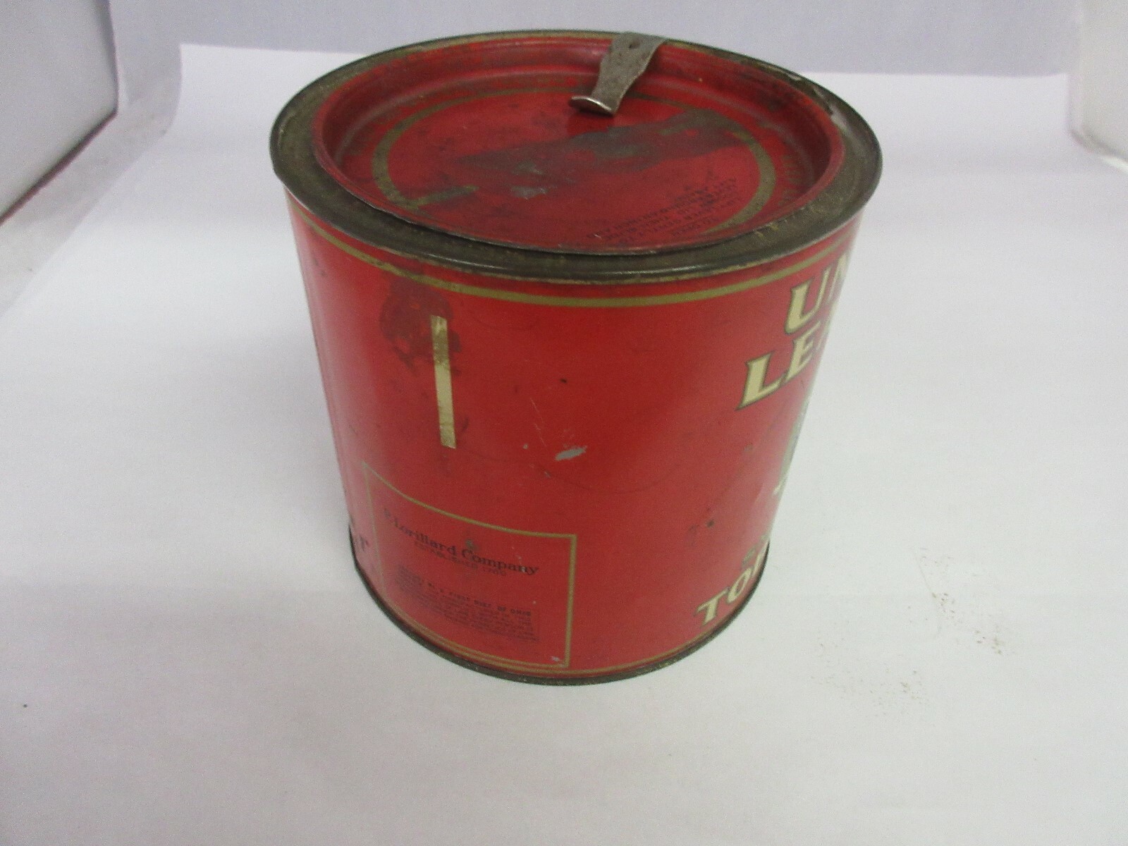 VINTAGE ADVERTISING UNION LEADER ROUND CANISTER TIN M-93