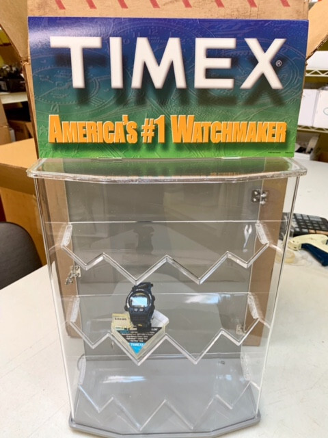 Vintage Timex Watch Display 12pc Counter Unit with Security Cable Lock & Key