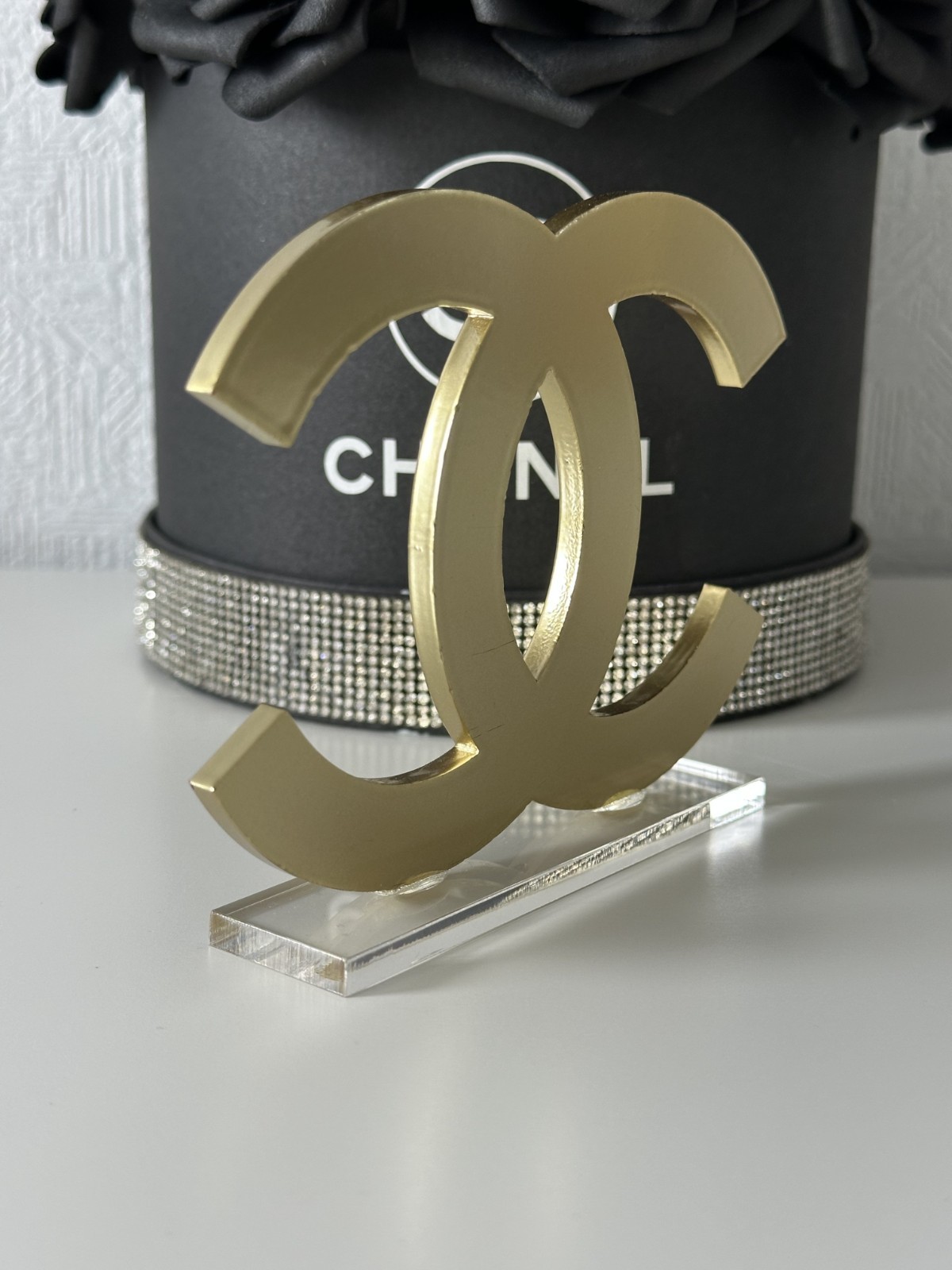 Chanel Logo Gold Store Display CoCo Mark Logo Acrylic New