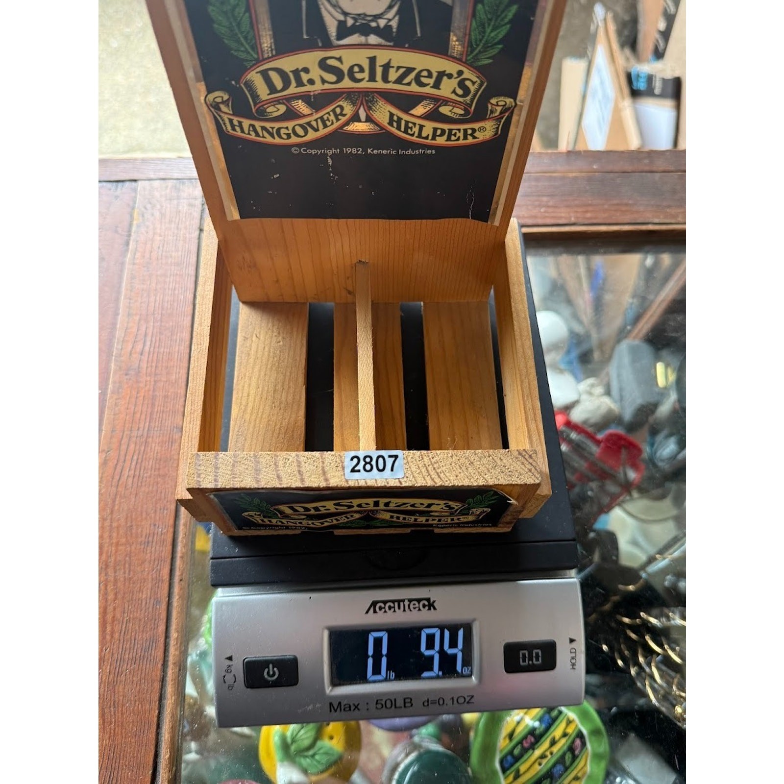 Dr. Seltzer’s Hangover Helper Rare Handcrafted Wood Advertising Display Box 1982