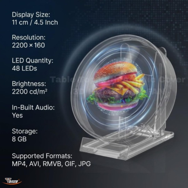 11cm Holographic LED Fan Display 3D Projector with Clear Acrylic Case Tabletop