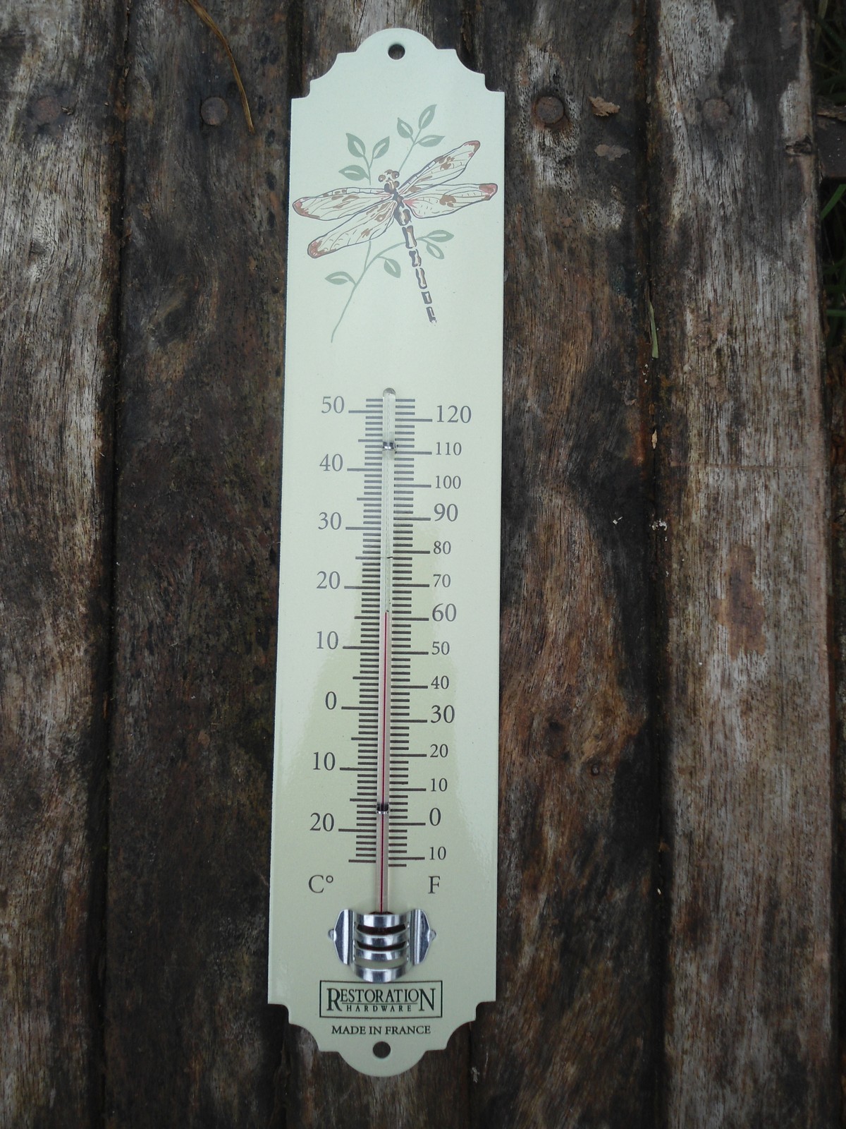 Dragonfly Restoration Hardware Advertising Enamel Thermometer New Fab. France