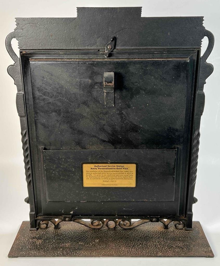 Antique Moe Bros AMITY Key Wallet Advertisement Store Display Cast Iron Frame