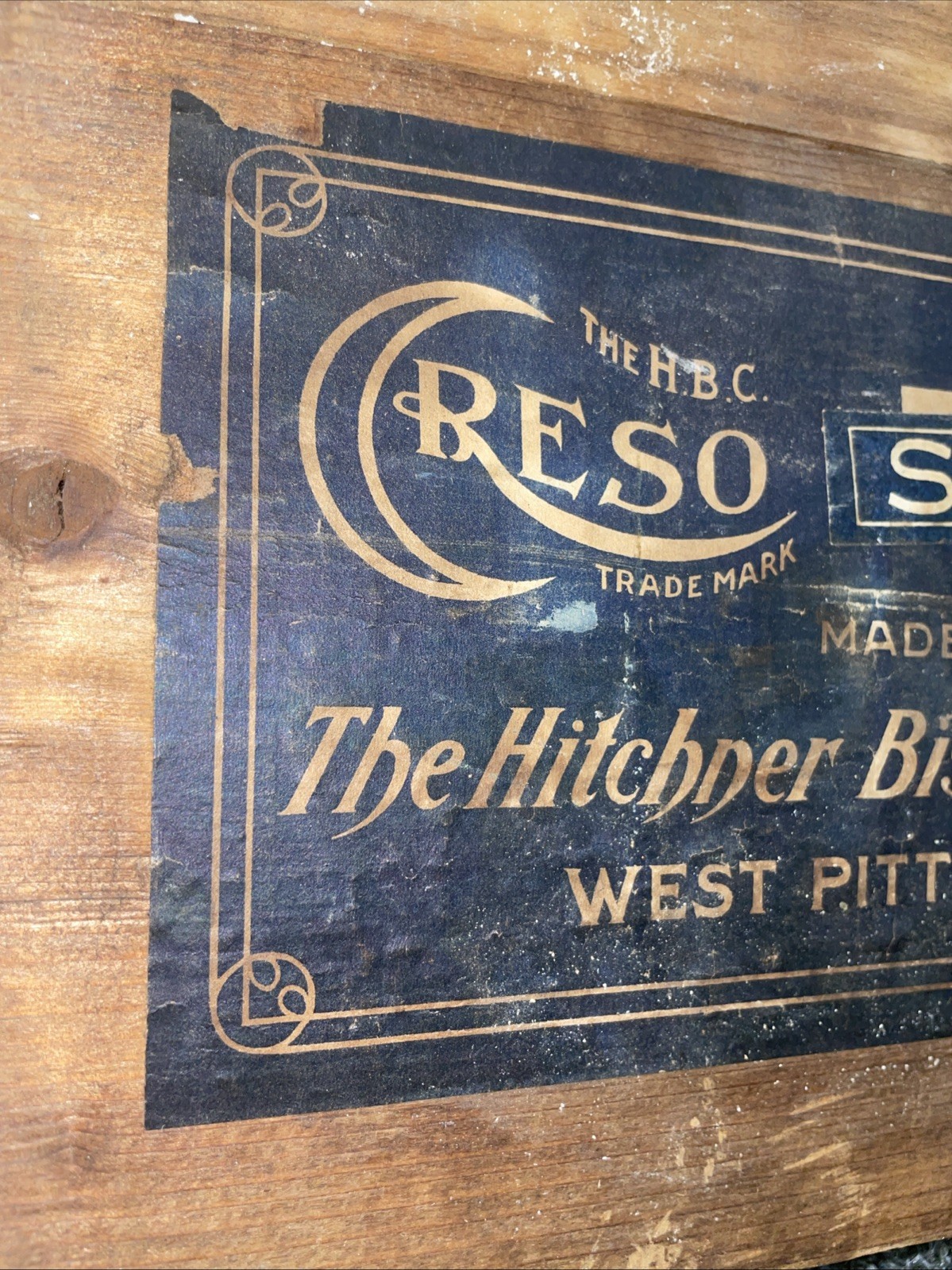 VINTAGE WOOD STORE COUNTER BIN CRESO BISCUITS HITCHNER BISCUIT CO Wall Decor