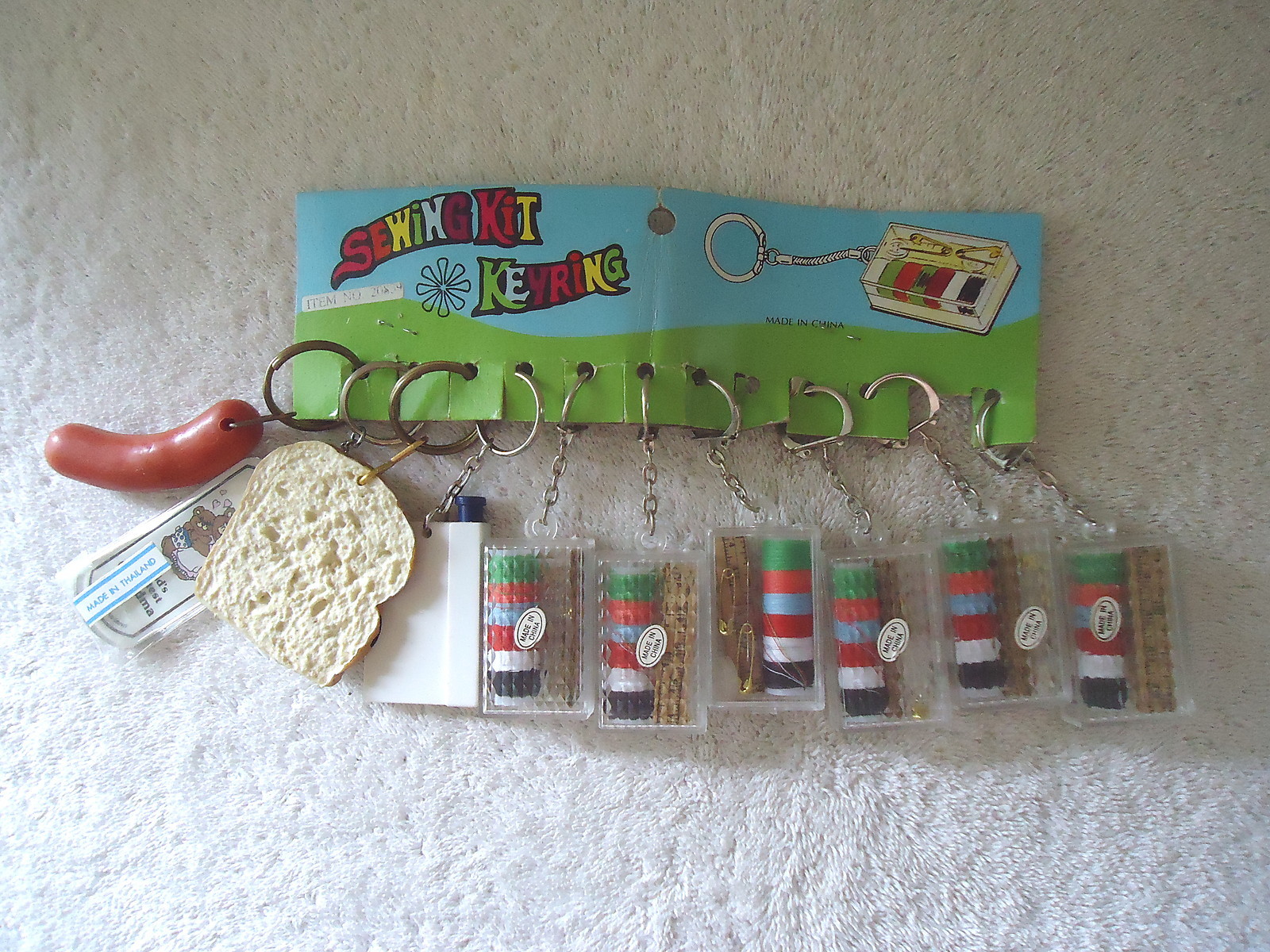 Vintage Store Display Sewing Kit Keyring Display With Some Kits And Other Items
