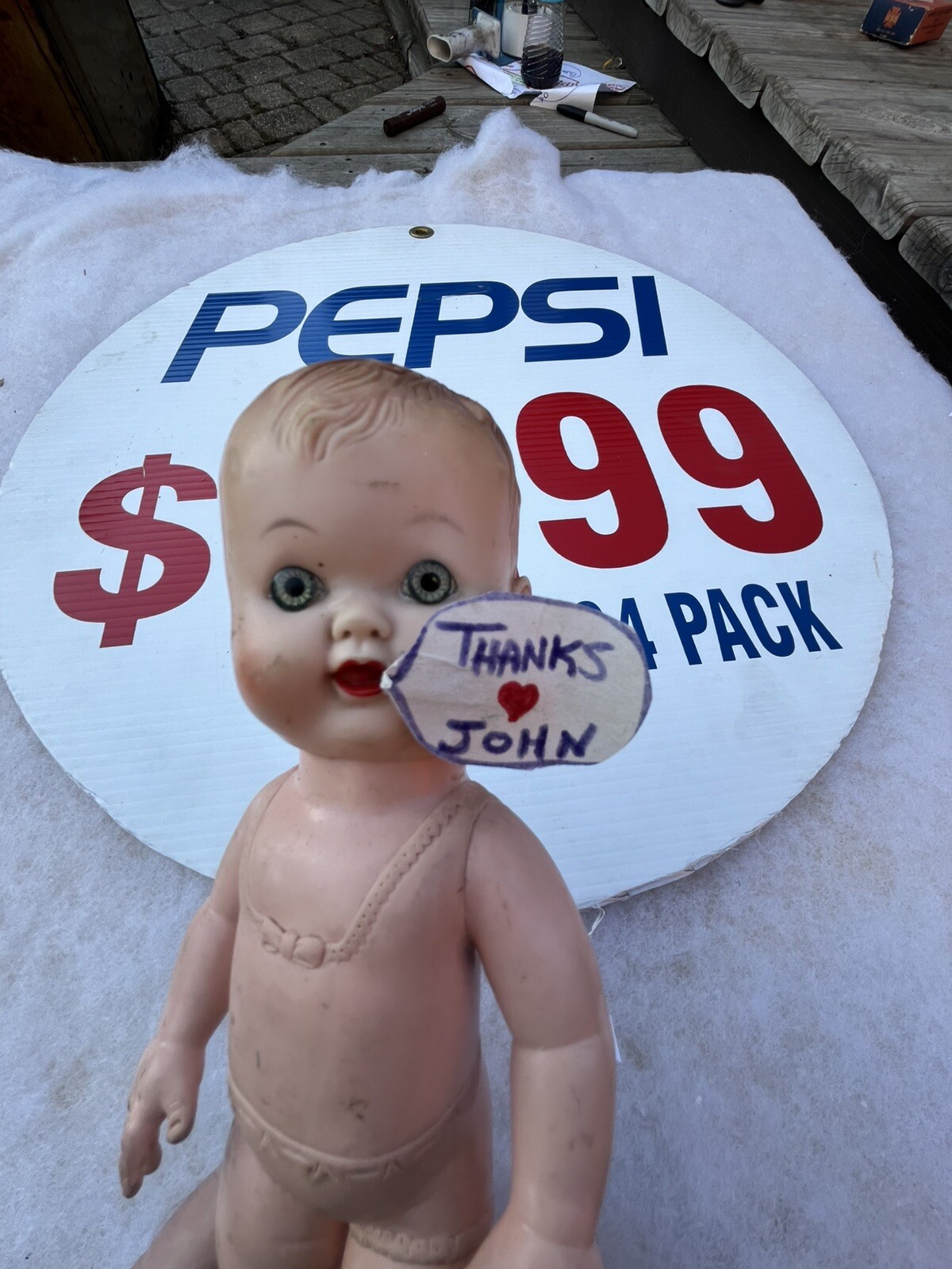 Vintage 90s Pepsi Grocery Store Display Sign $5.99 Case Circle Red White Blue
