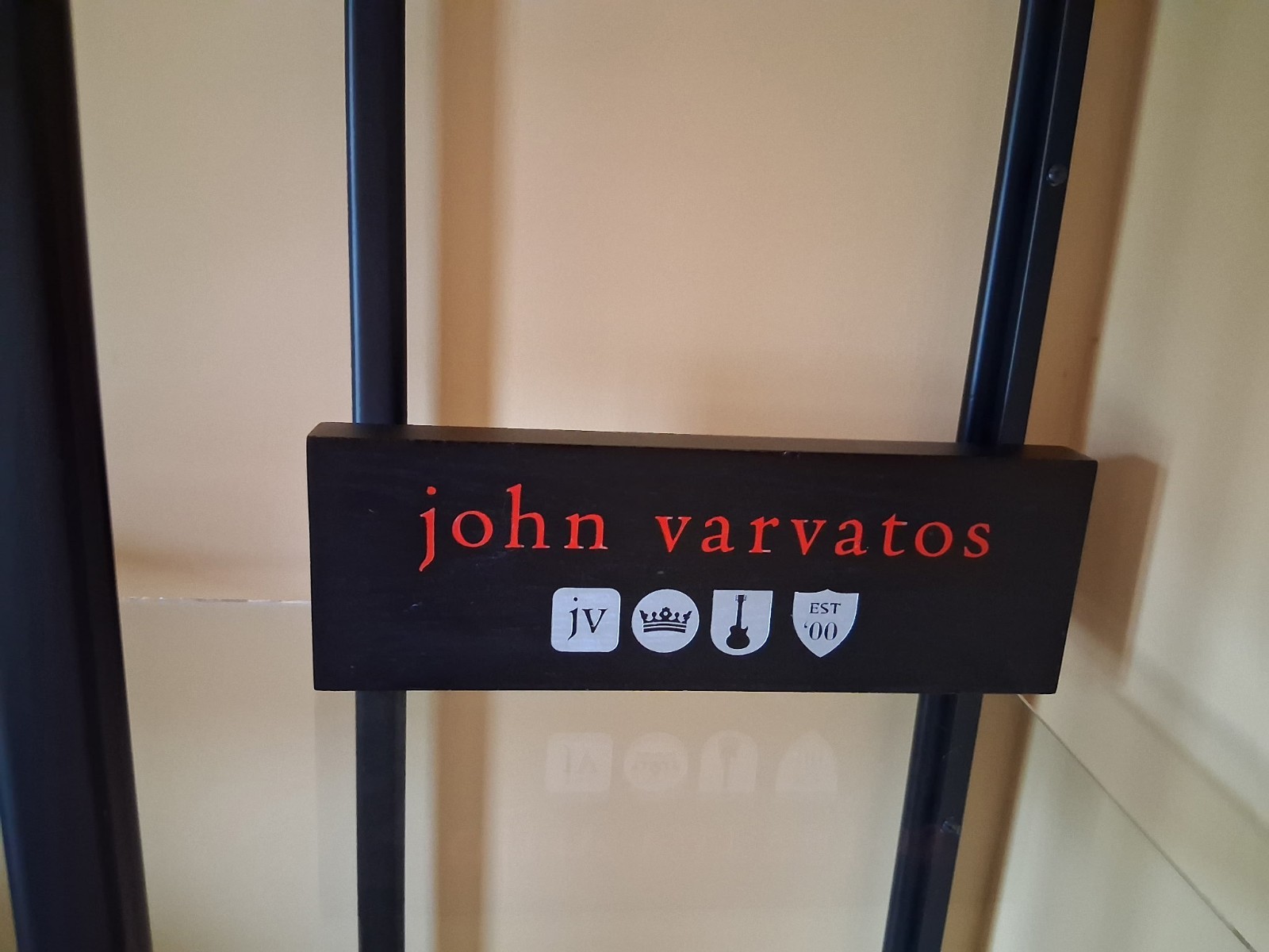 JOHN VARVATOS SUNGLASSES & EYEGLASSES DISPLAY SIGN. WOOD. VERY RARE, 1 LB 3 OZ
