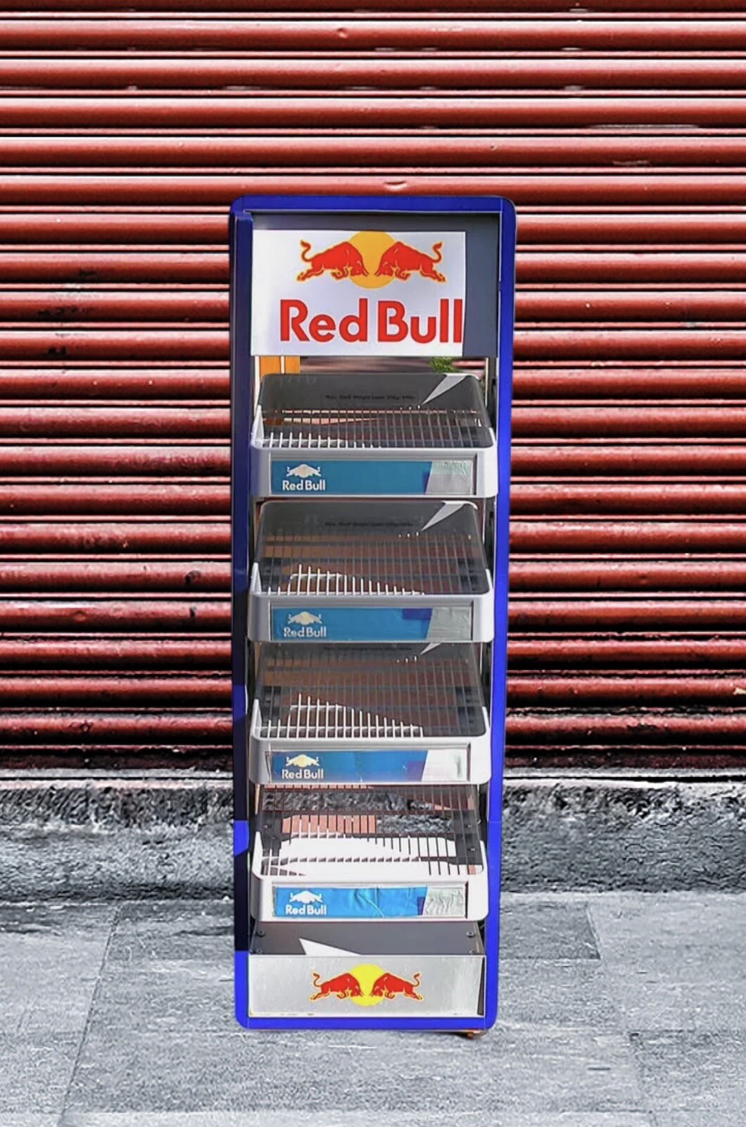 🌟 RED BULL Metal Adjustable Store Display Storage Rack Shelf Stand Roller Cart