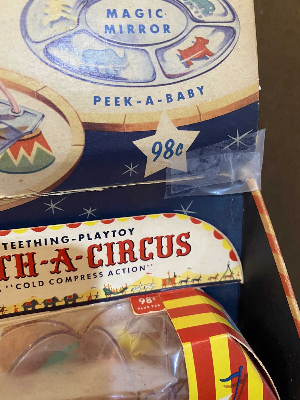 3 RING TEETHING CIRCUS RARE VINTAGE LARGE COUNTERTOP STORE DISPLAY 1940’s