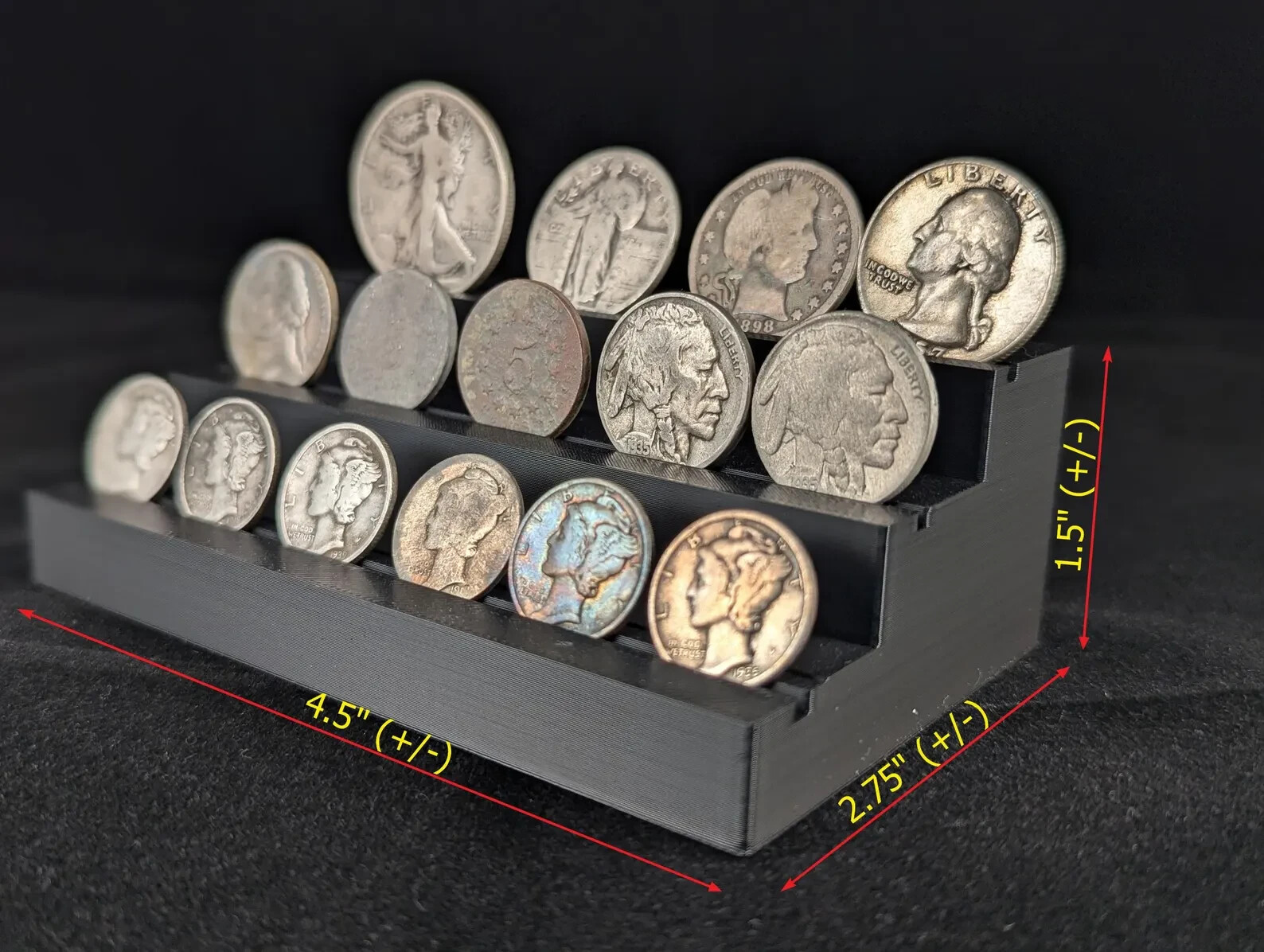 Tiered Coin Collection Display – 3 tiers, elegant coin holder