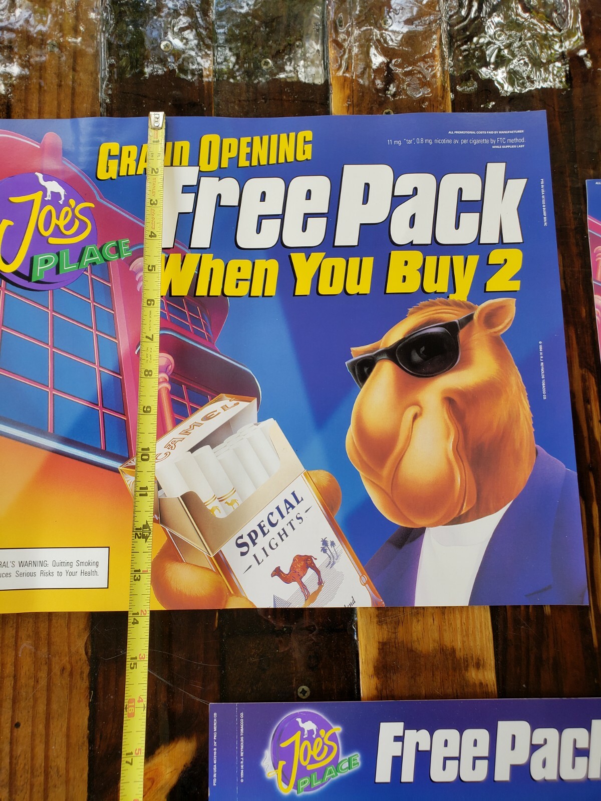 3 RARE Joe’s Place Camel Store Display Sign Advertising Cigarette Tobacco 1994