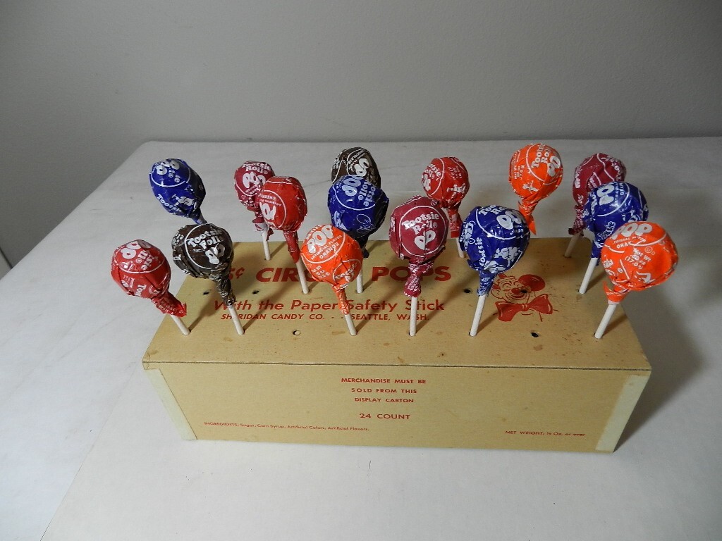 VINTAGE 1950’S CIRCUS POPS SUCKER STORE DISPLAY- VINTAGE CLOWN- VINTAGE CIRCUS
