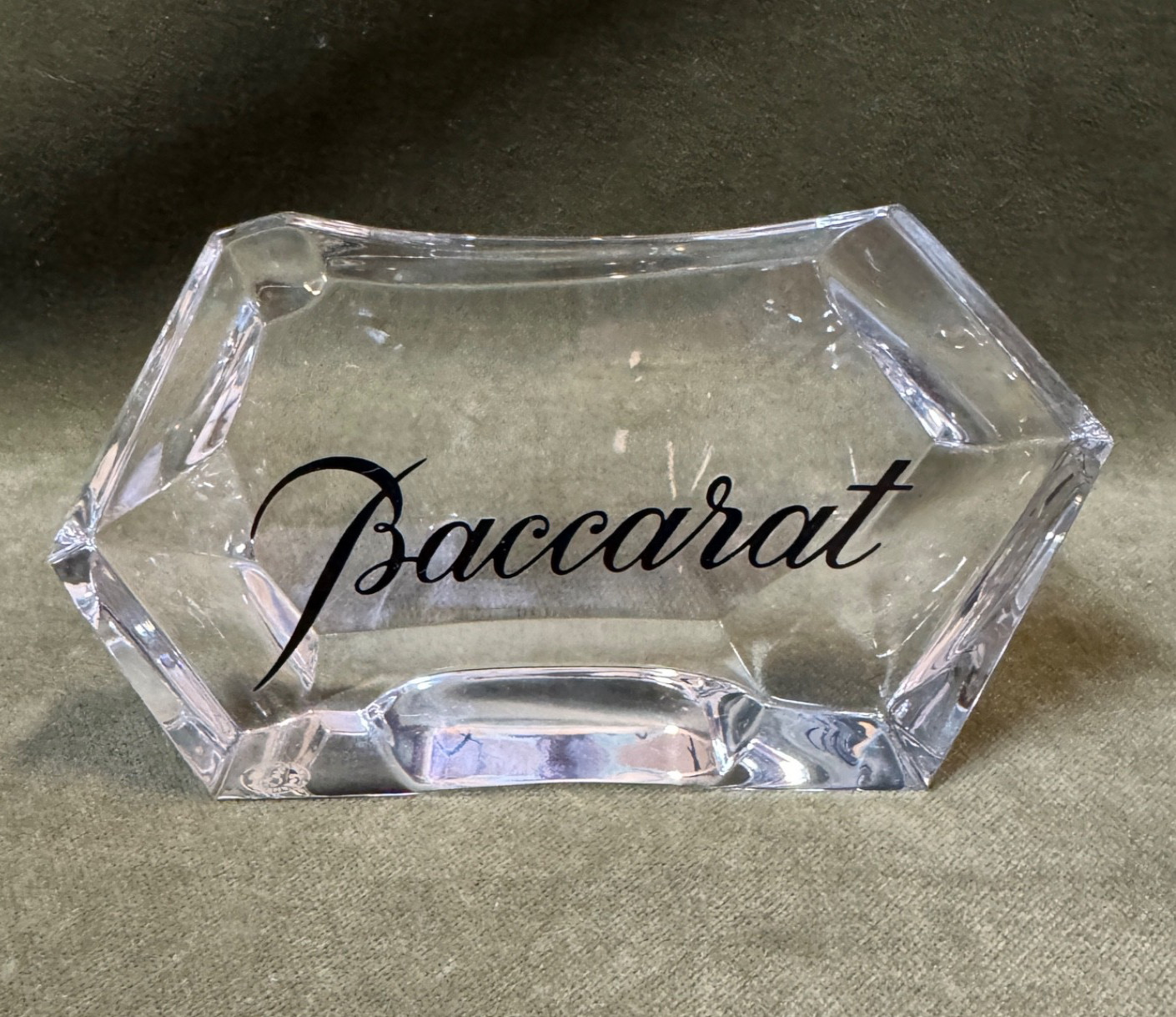 Vintage Baccarat Crystal Store Display Sign Paperweight Sculpture